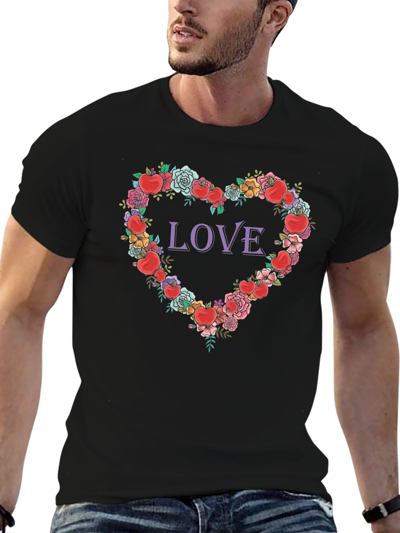 Love Heart Floral Graphic T-Shirt