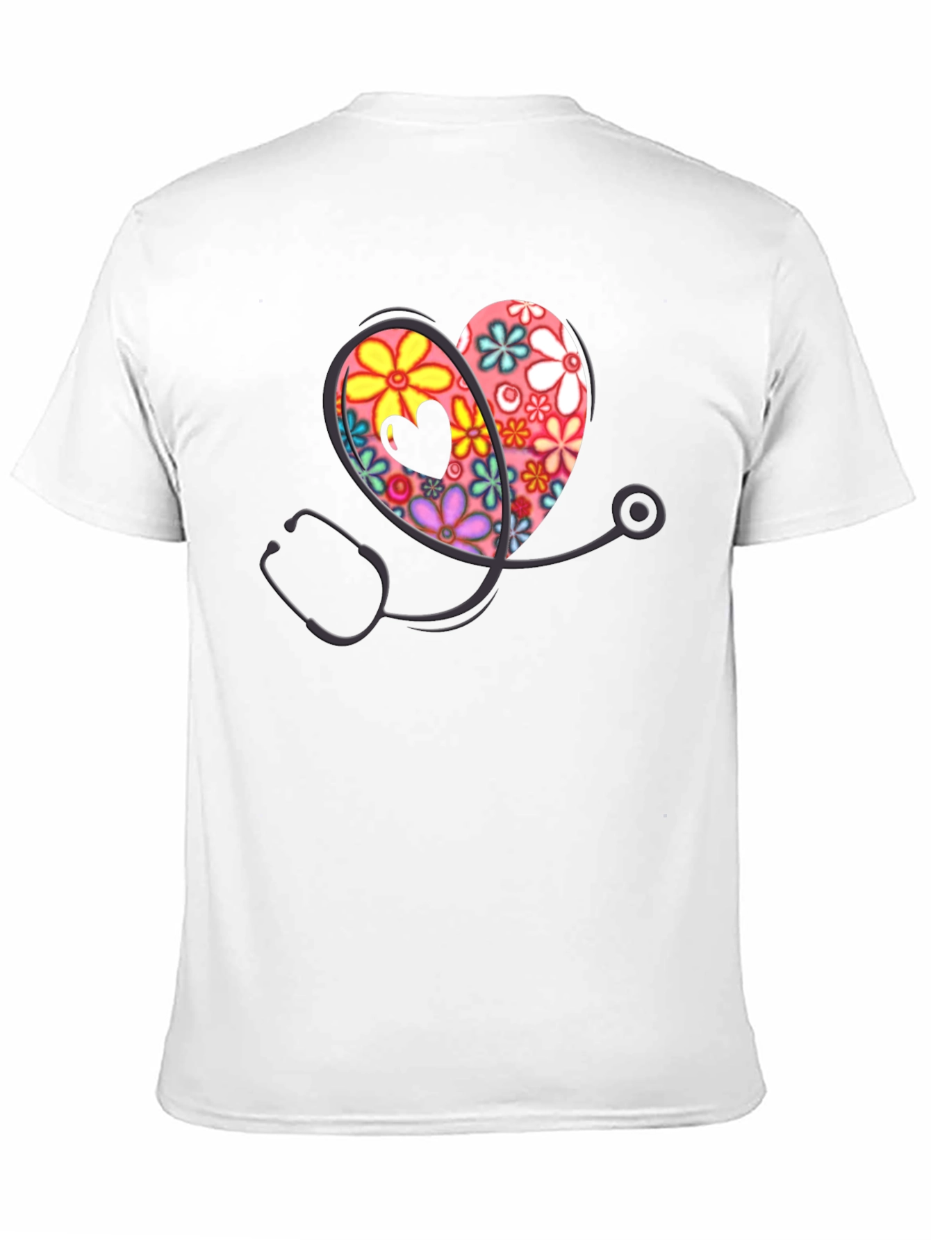 Floral Heart Stethoscope Graphic Tee