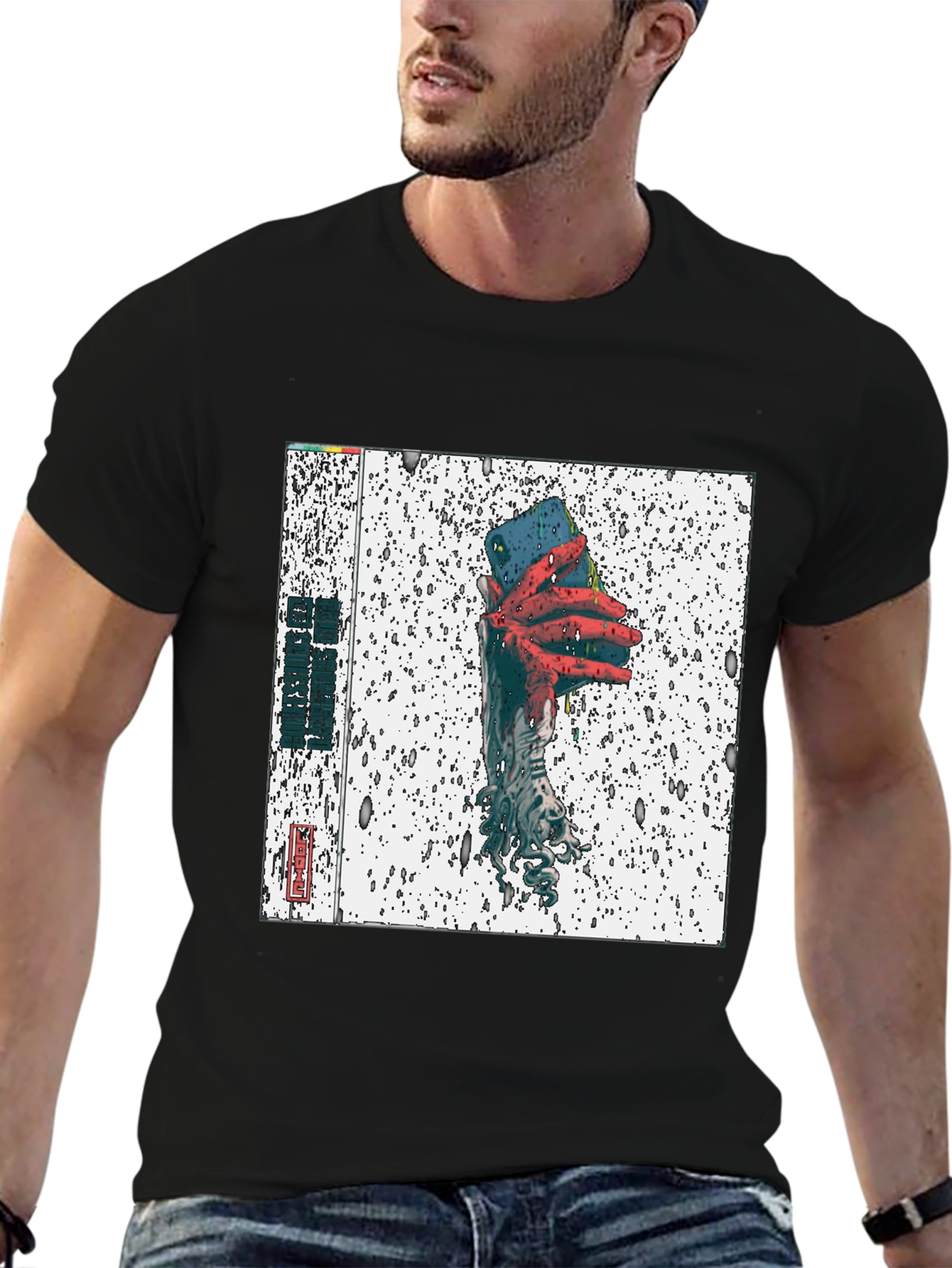 Black T-Shirt with Unique Graphic Print