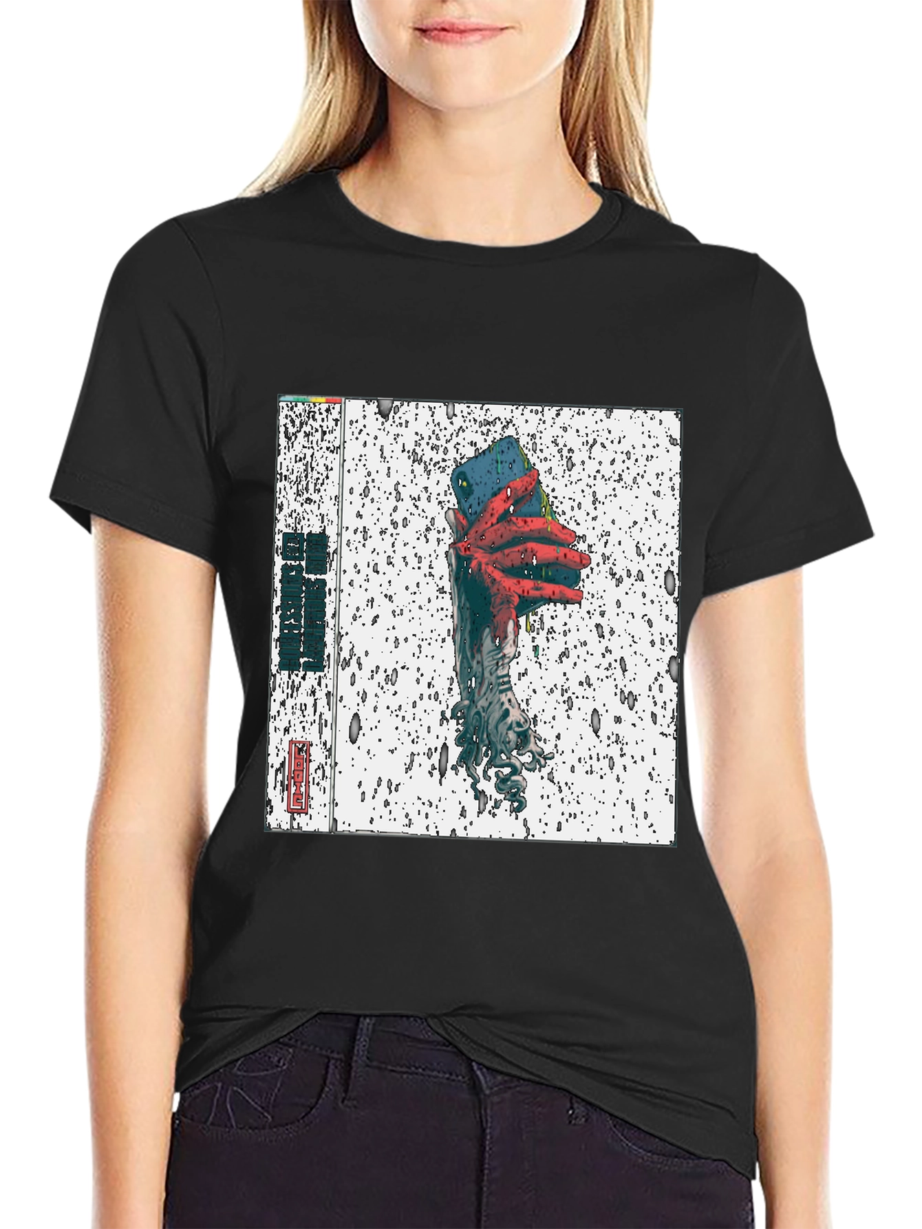 Black T-Shirt with Unique Graphic Print