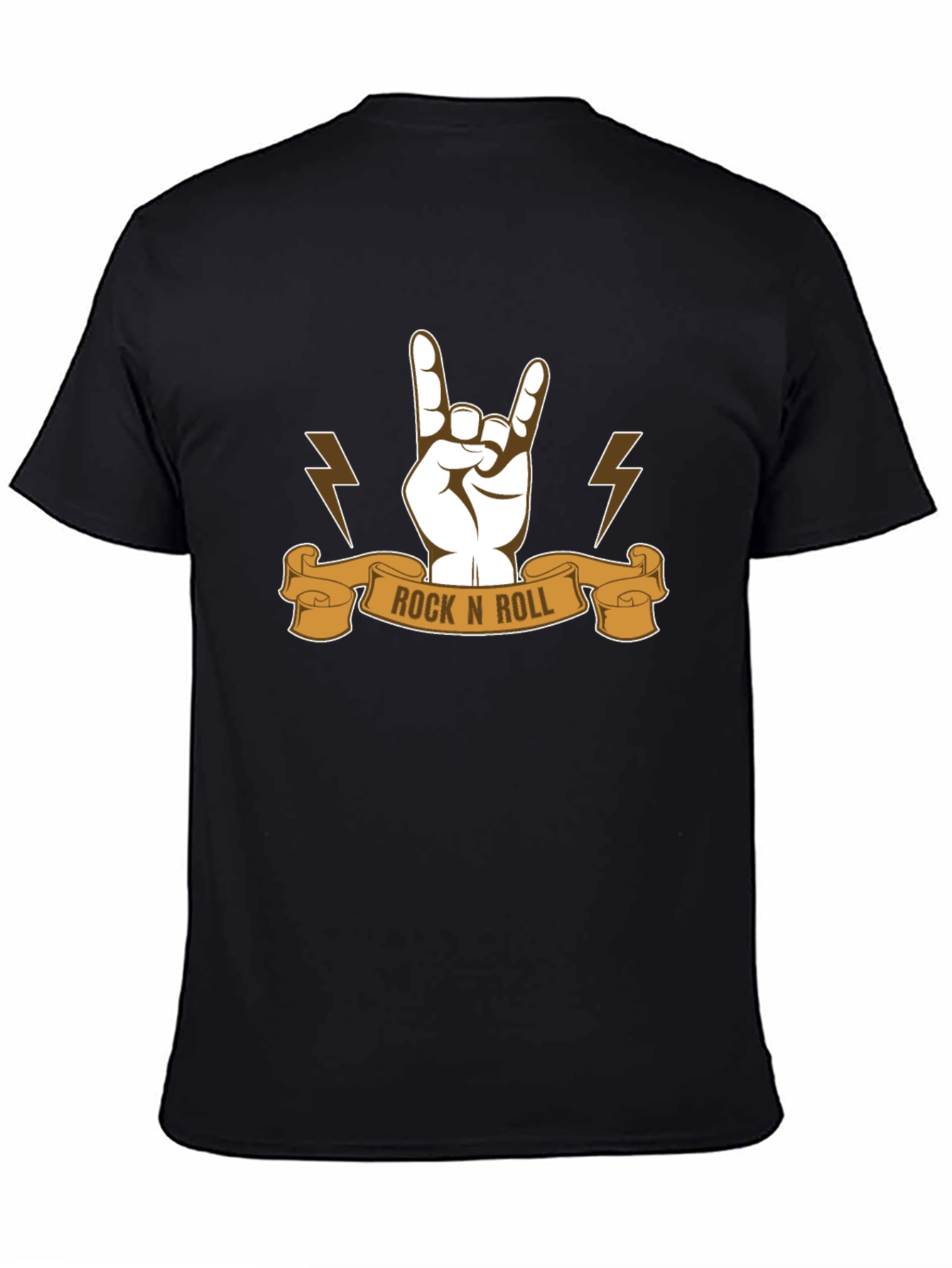 Rock N Roll Graphic Tee - Black Cotton T-Shirt