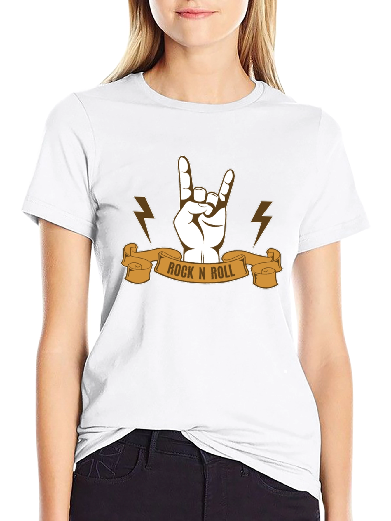 Rock N Roll Graphic Tee - Black Cotton T-Shirt