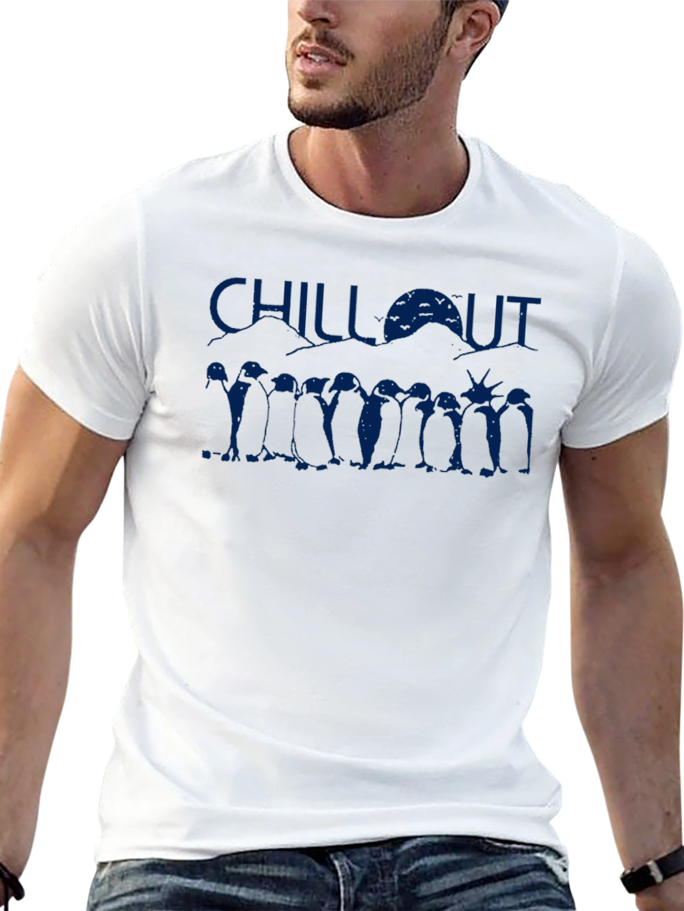 Chill Out Penguin Graphic Tee - Classic Black T-Shirt
