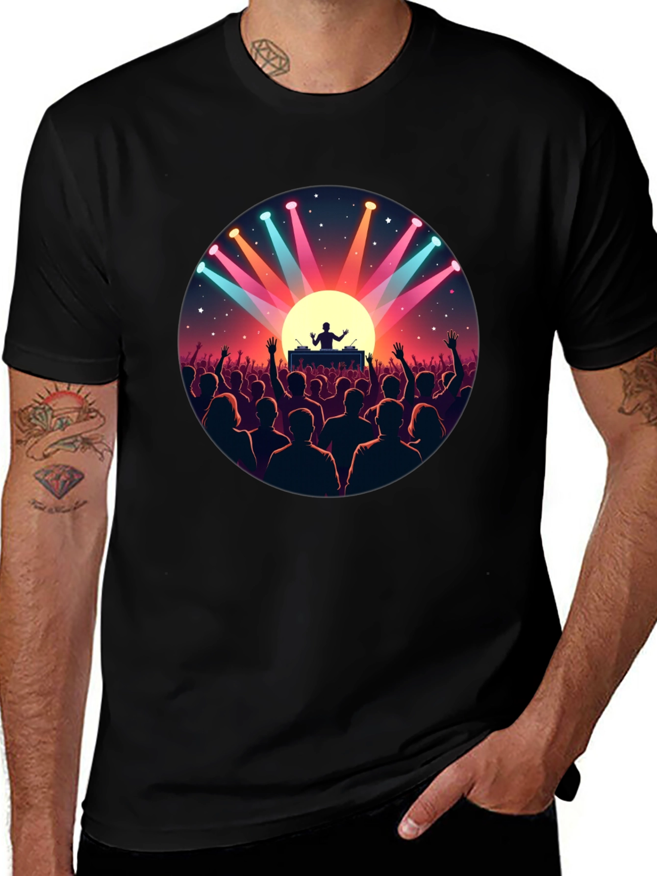 DJ Concert Graphic Tee - Black Cotton T-Shirt