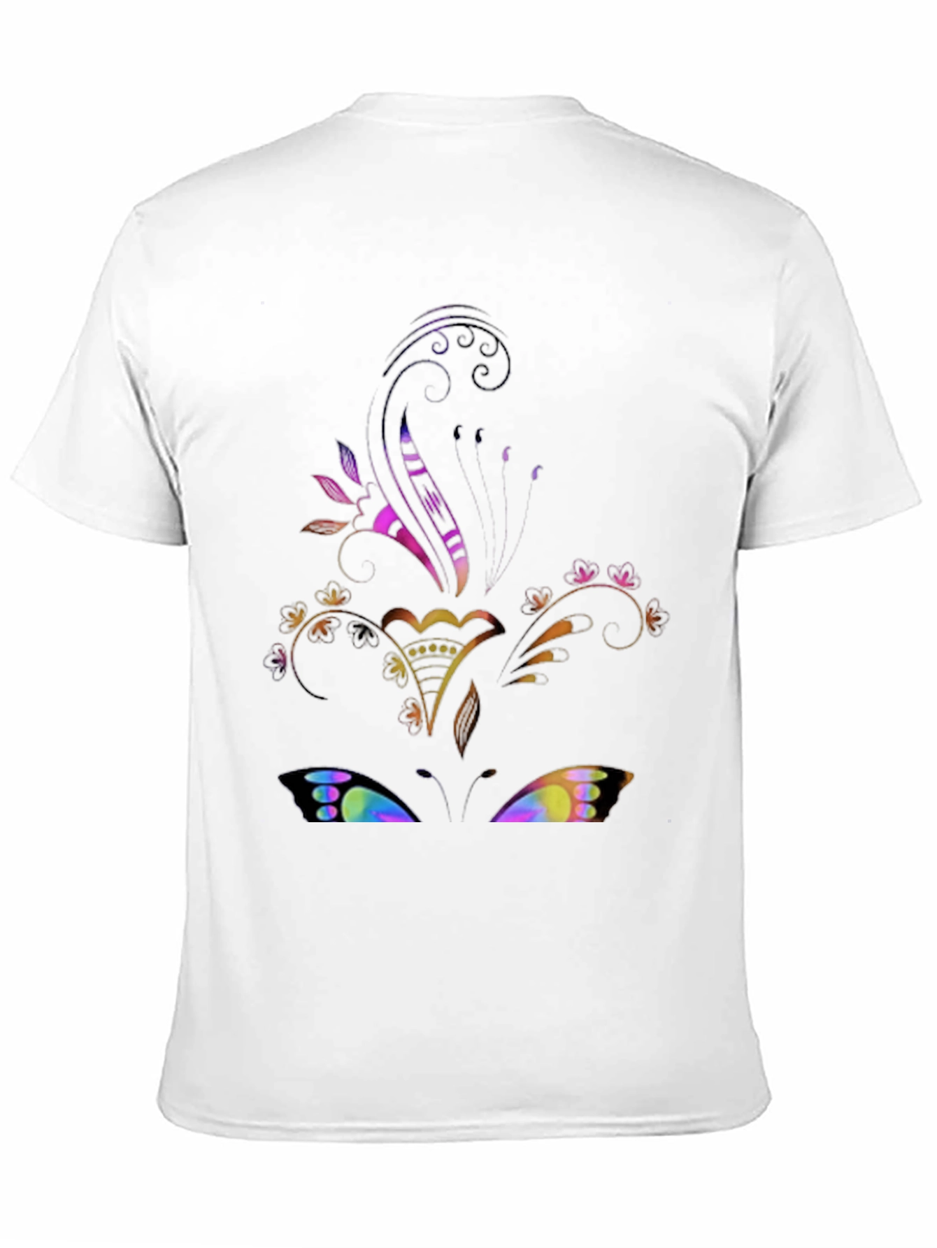 Floral Butterfly Graphic Black Tee