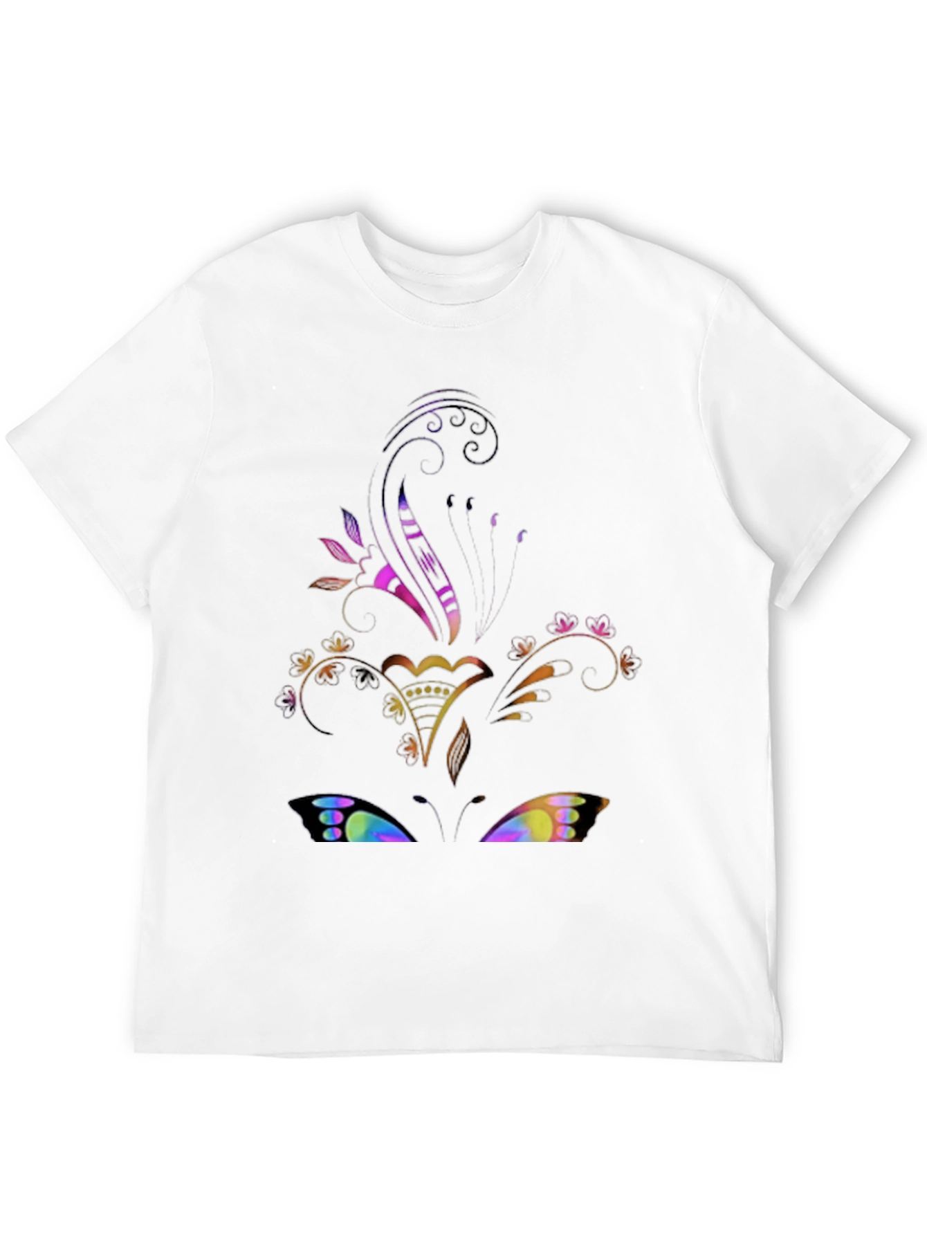 Floral Butterfly Graphic Black Tee