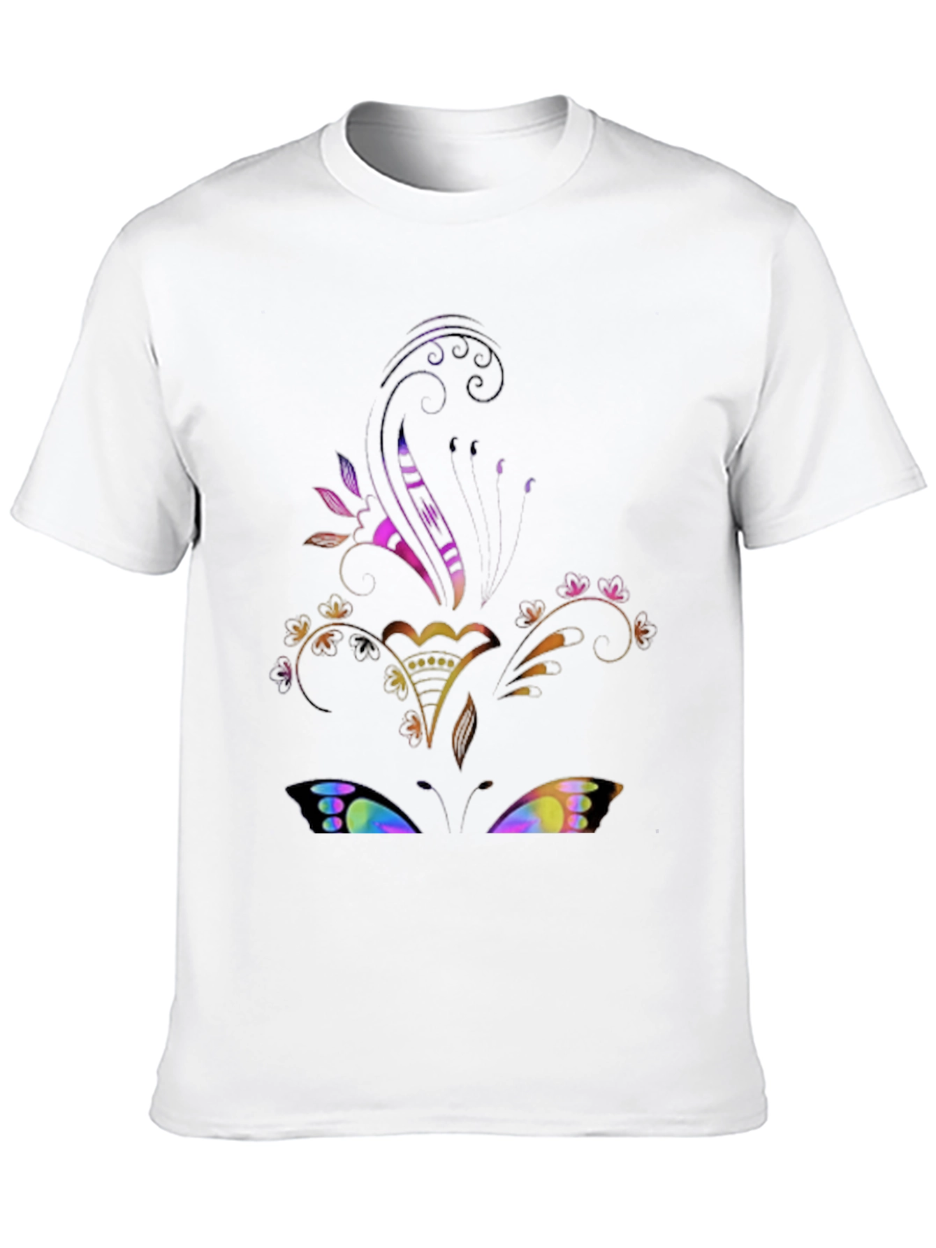 Floral Butterfly Graphic Black Tee