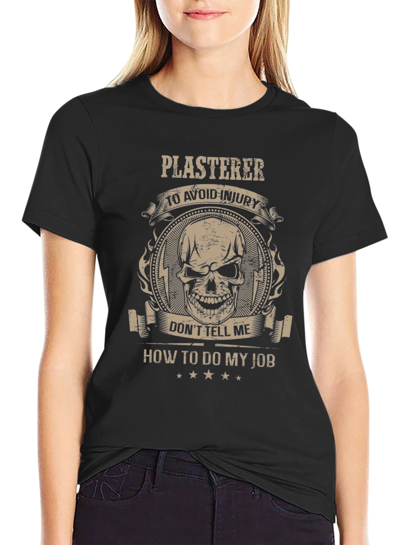 Plasterer Skull Graphic T-Shirt - Avoid Injury