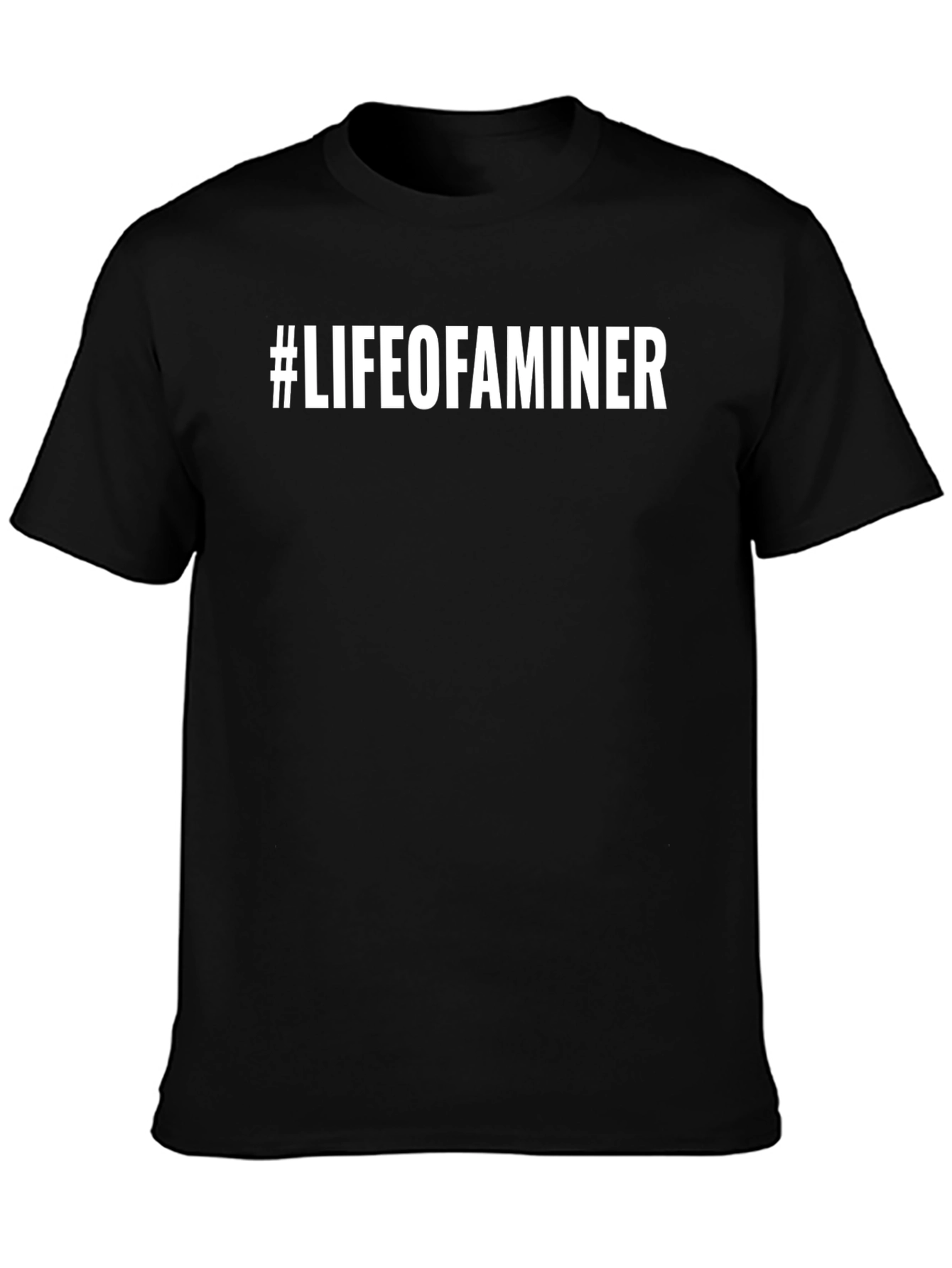 #Lifeofaminer Black T-Shirt Crew Neck Casual Style