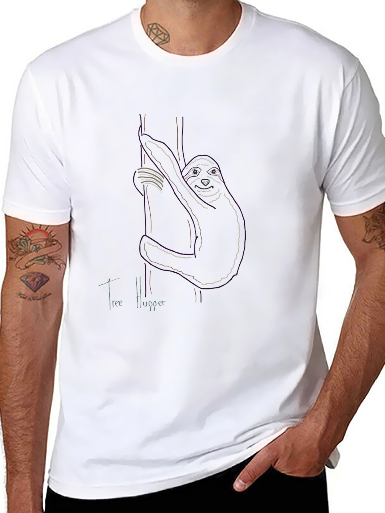 Tree Hugger Sloth Graphic Tee - Nature Lovers Apparel