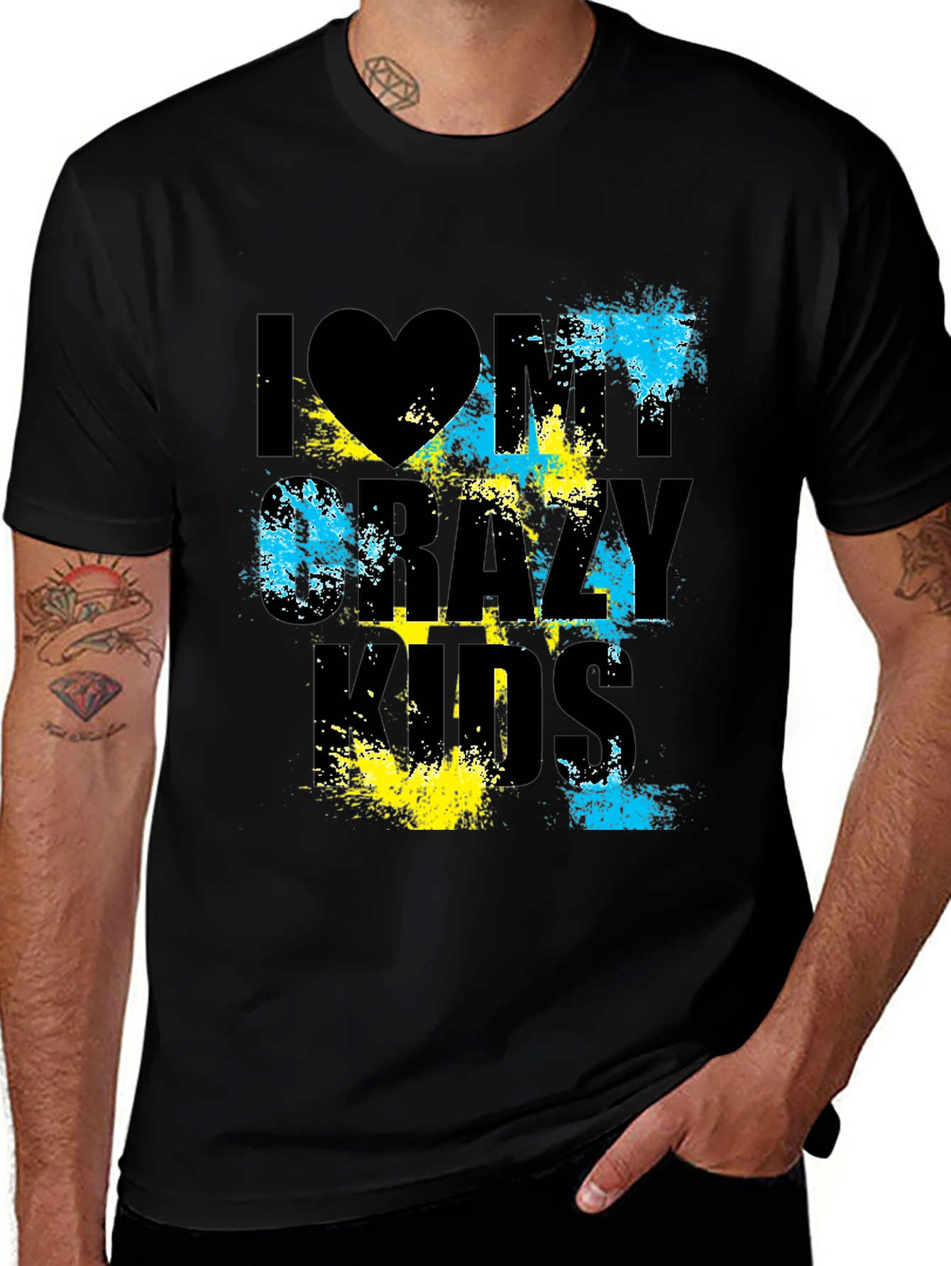 I Love My Crazy Kids Graphic T-Shirt - Black
