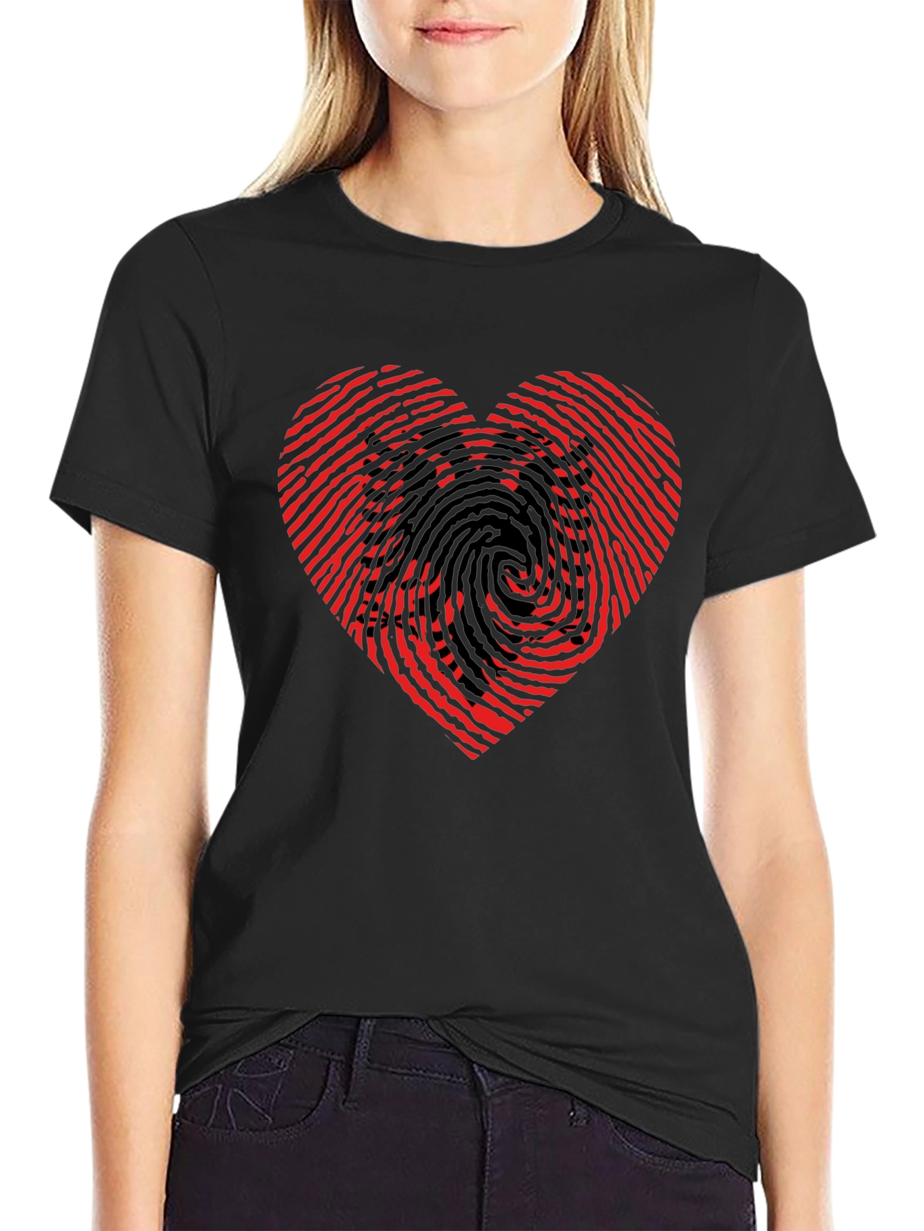 Heart & Eagle Graphic Black T-Shirt