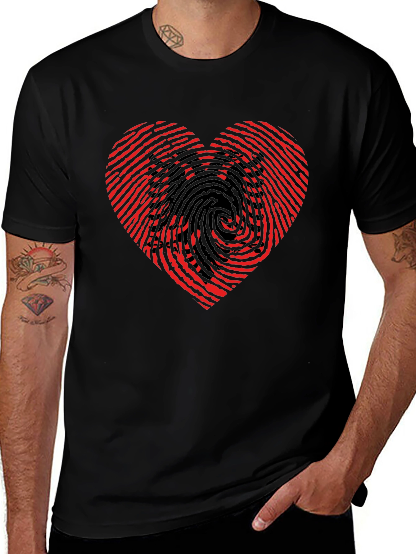 Heart & Eagle Graphic Black T-Shirt