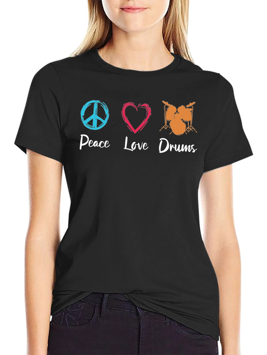 Peace Love Drums Black T-Shirt