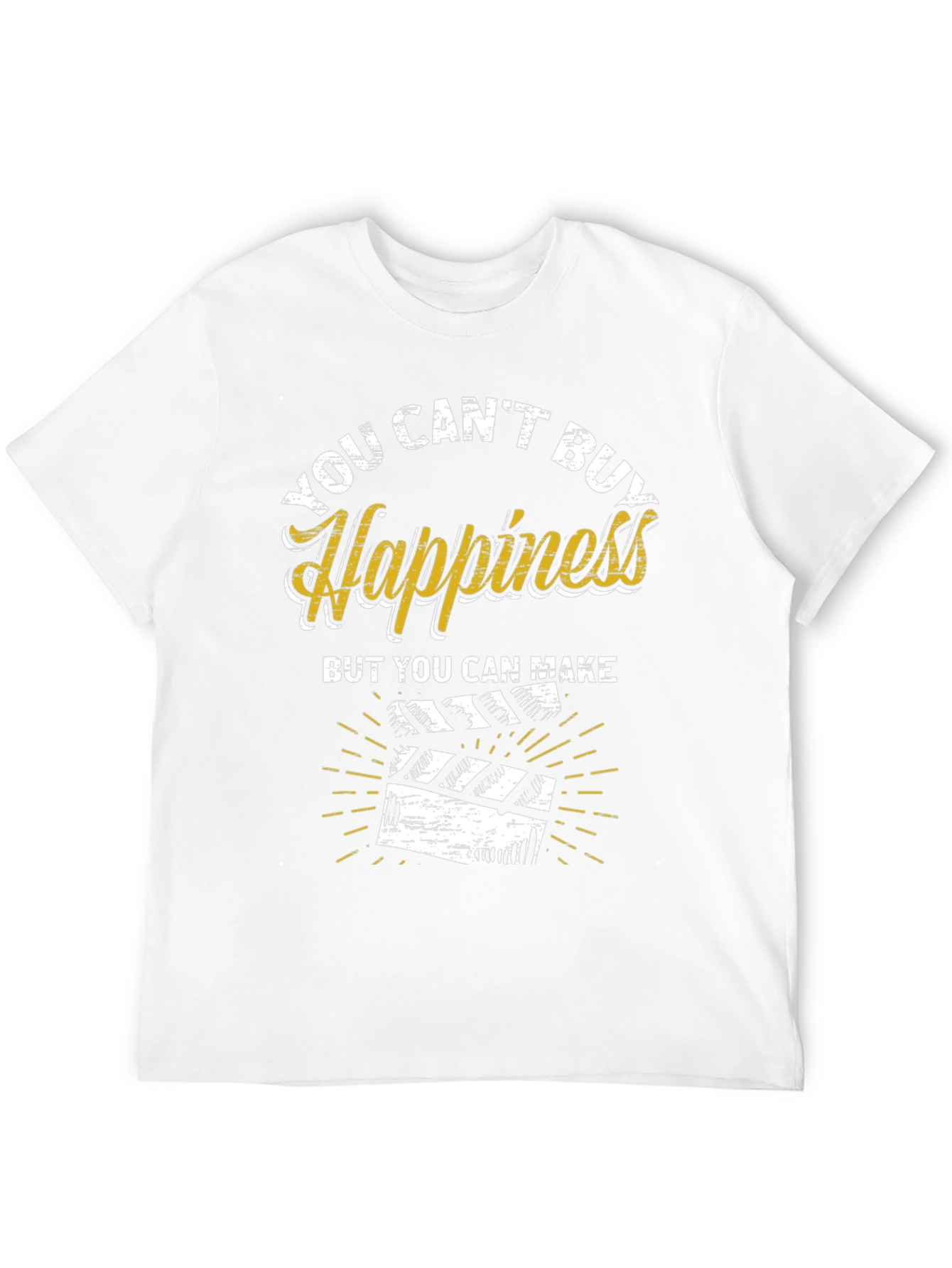 You Cant Buy Happiness Make Movies Black Graphic Tee