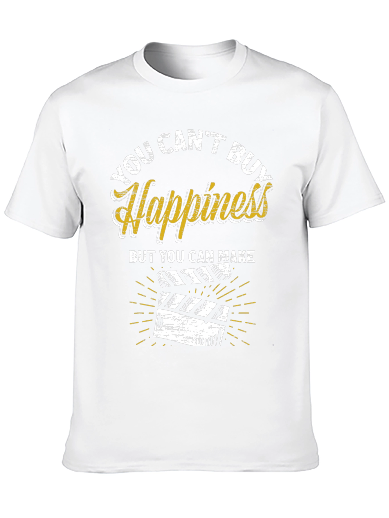 You Cant Buy Happiness Make Movies Black Graphic Tee