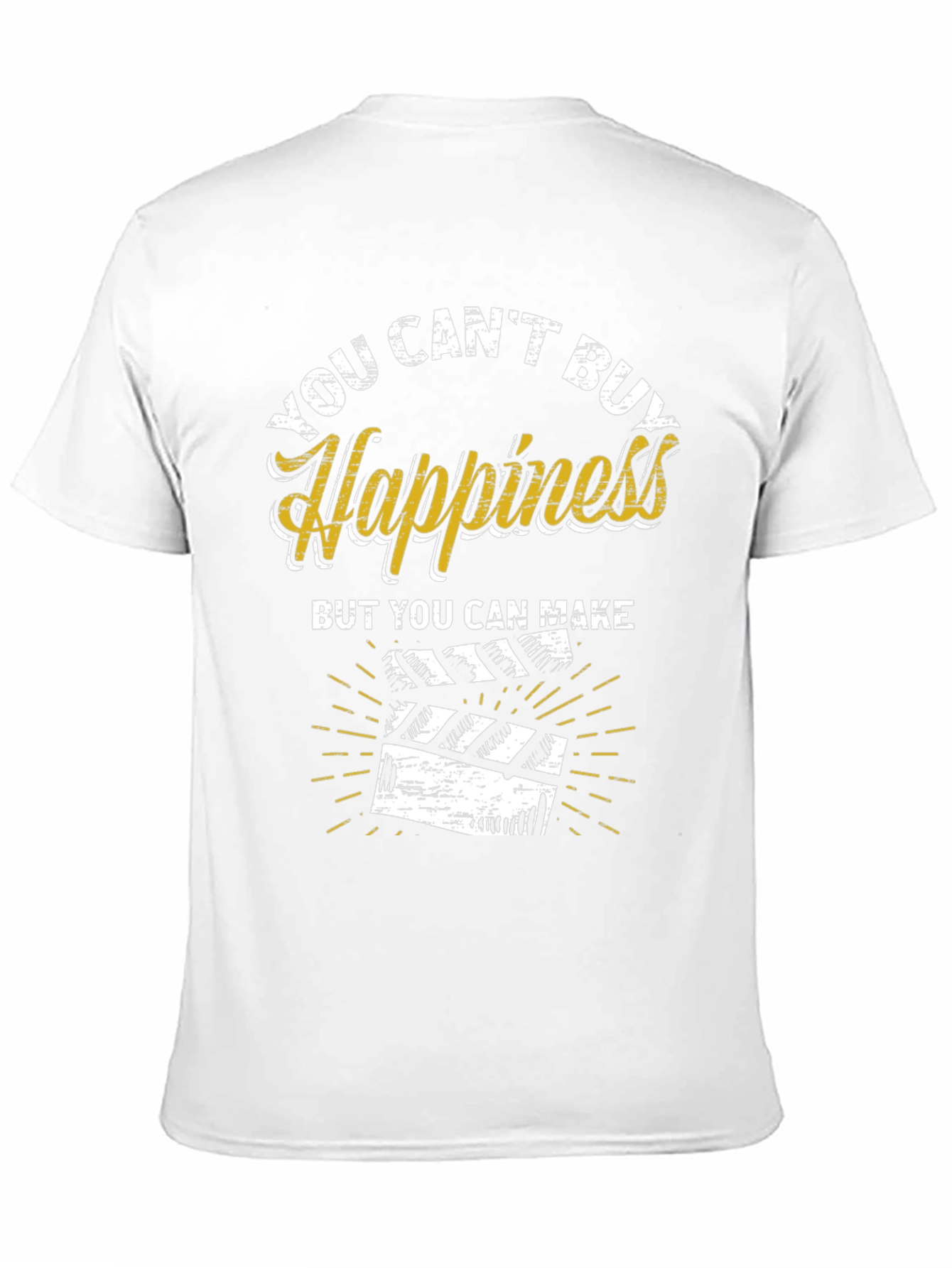 You Cant Buy Happiness Make Movies Black Graphic Tee