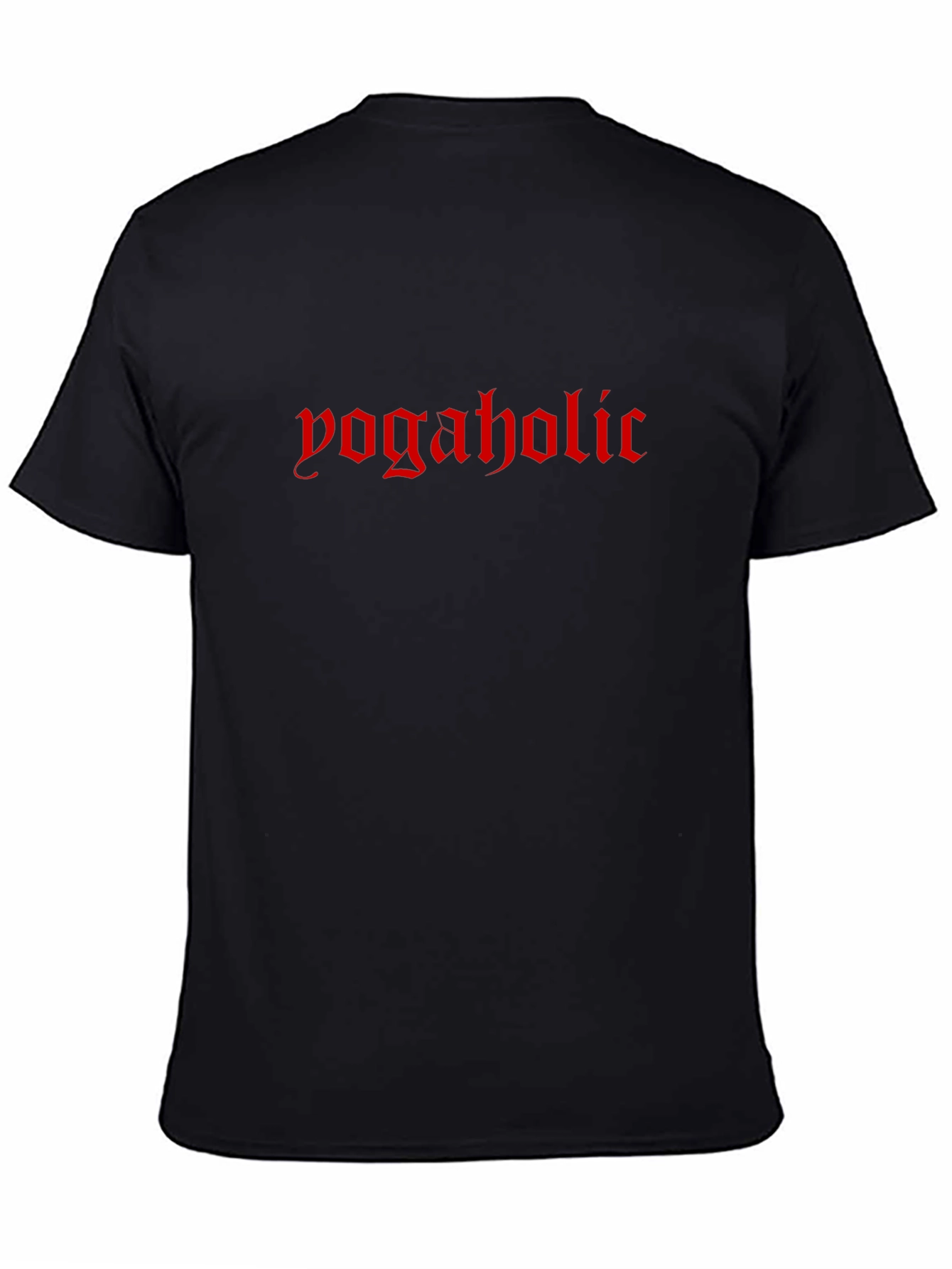 Yogaholic Gothic Text Black T-Shirt