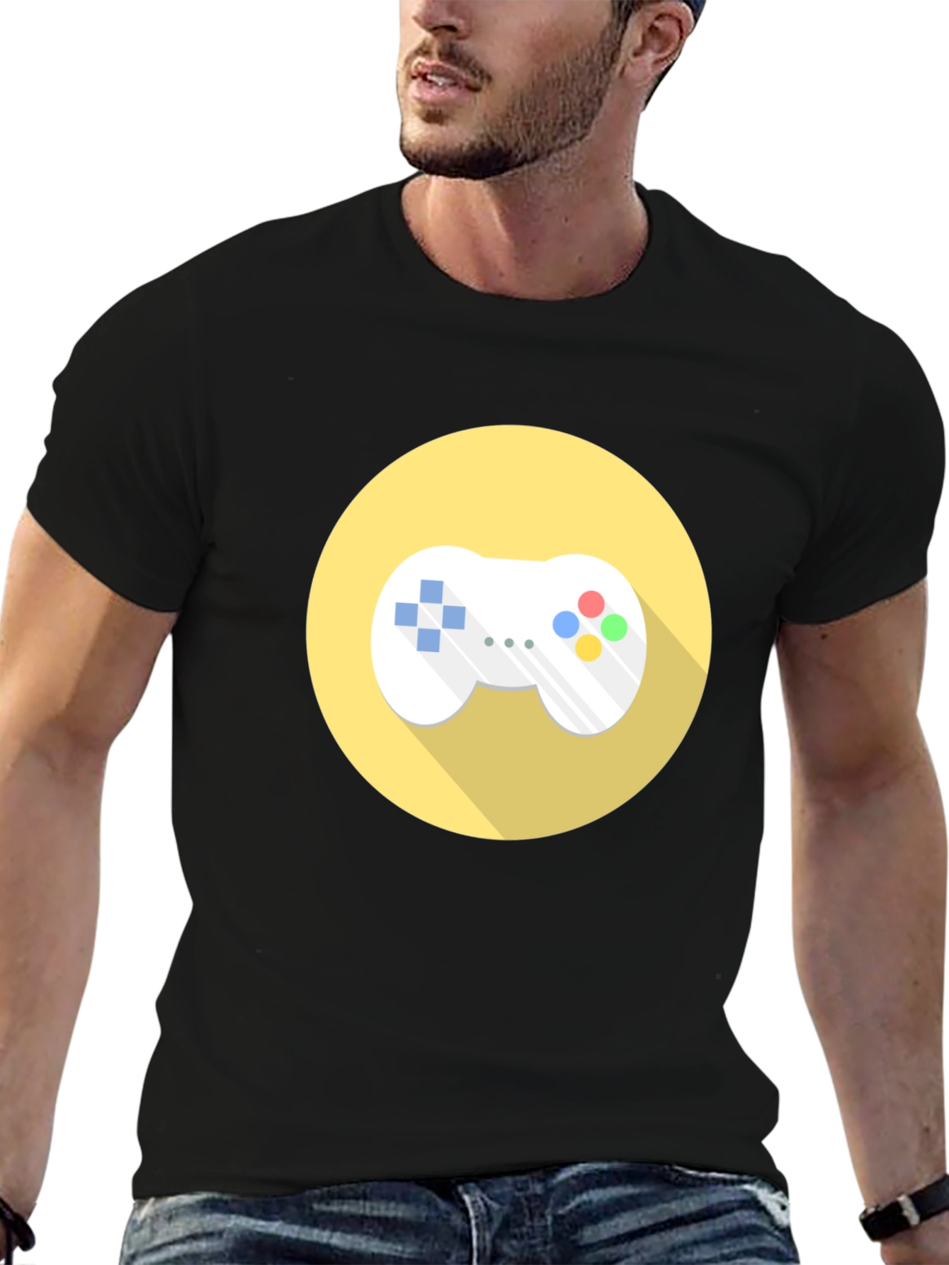Gaming Controller Graphic Tee - Black Casual T-Shirt