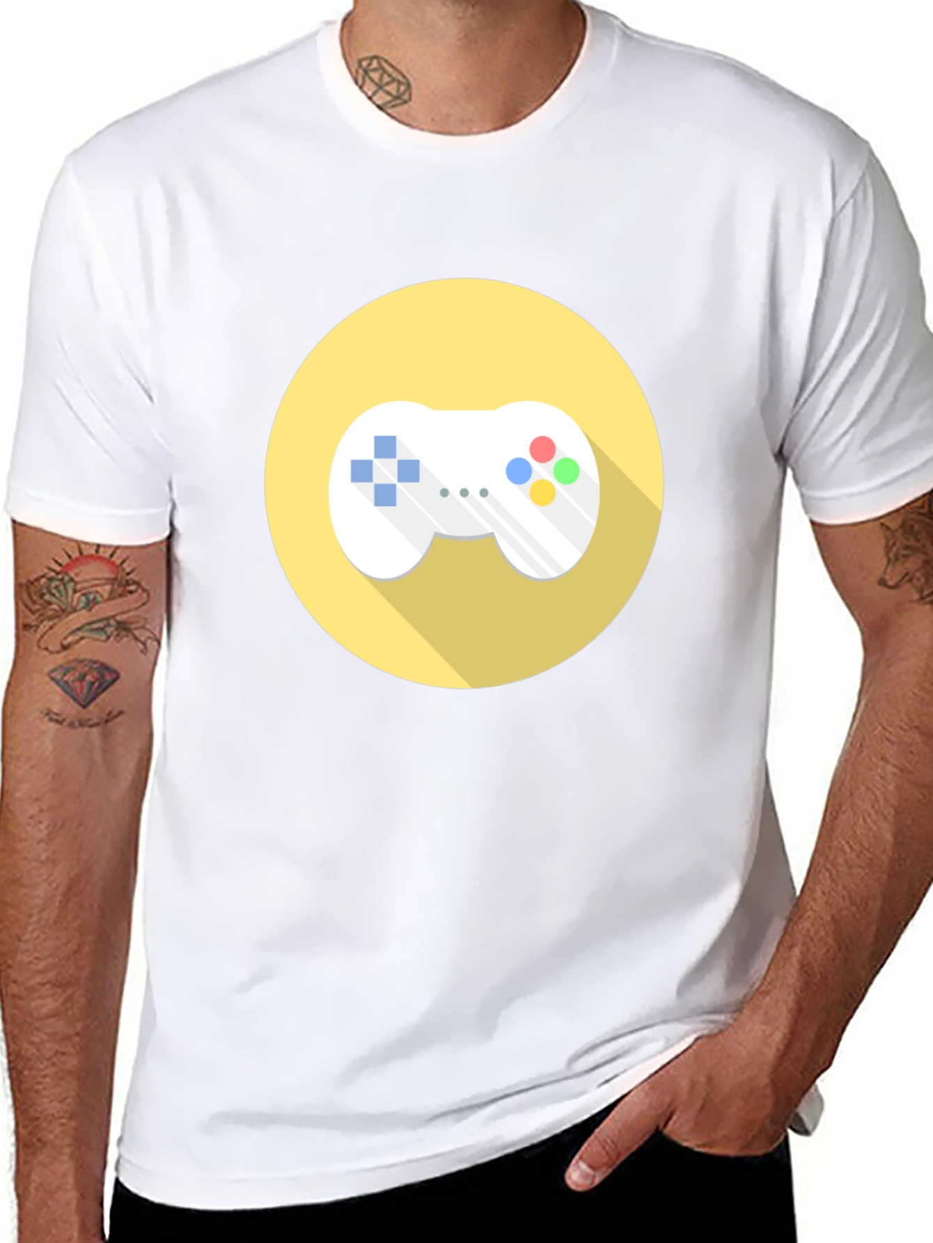 Gaming Controller Graphic Tee - Black Casual T-Shirt