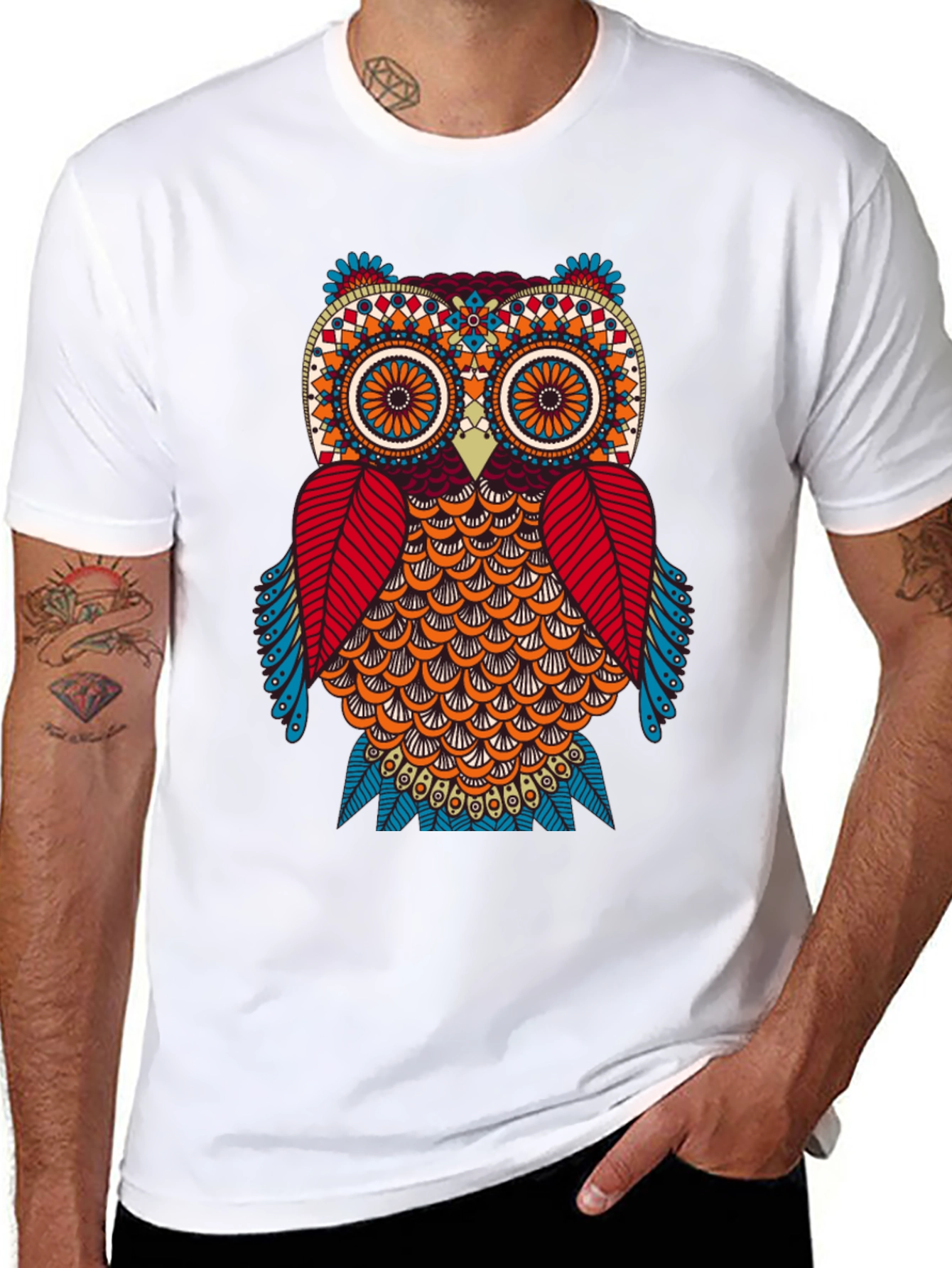 Owl Graphic Print Black T-Shirt