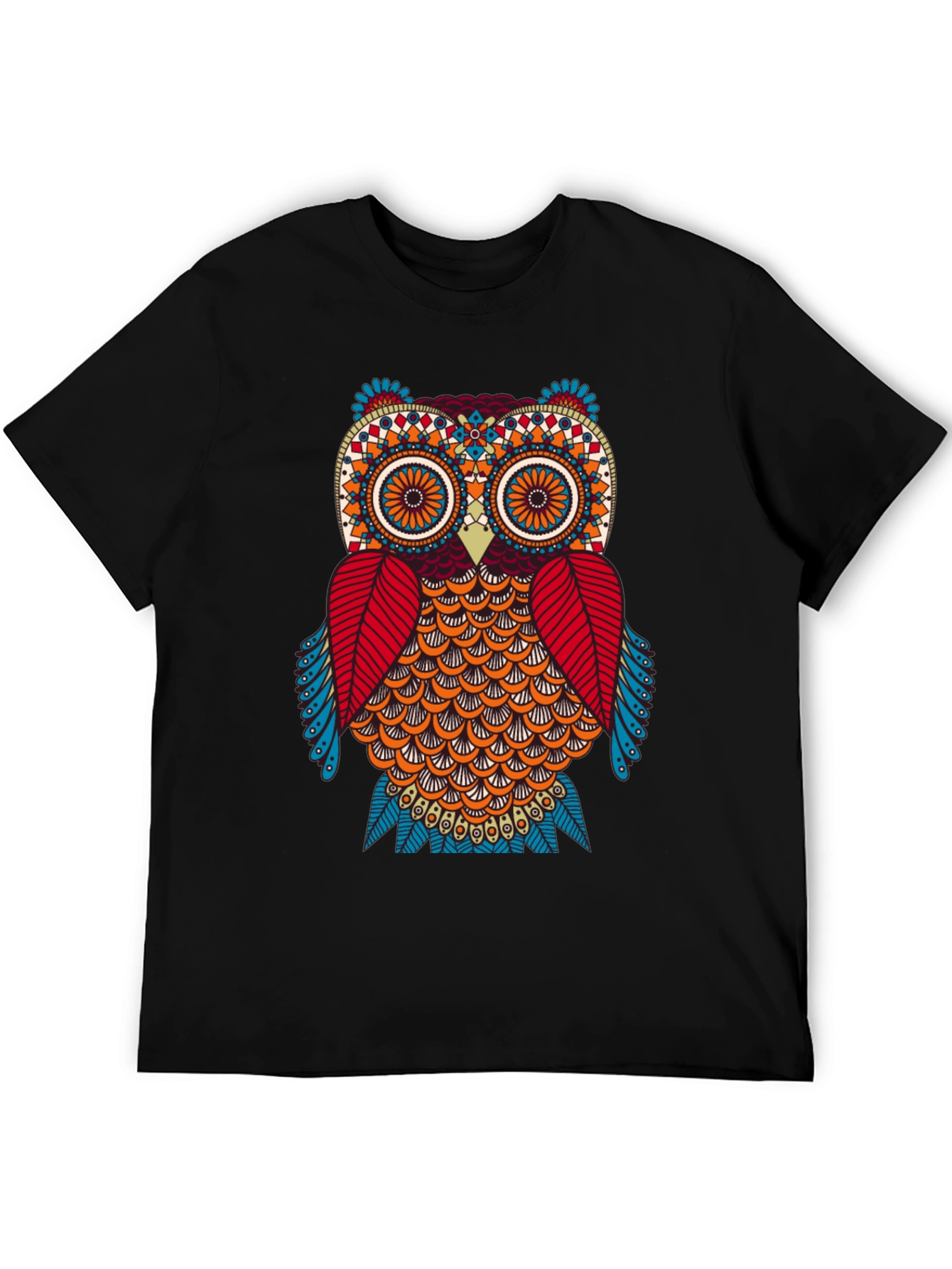 Owl Graphic Print Black T-Shirt