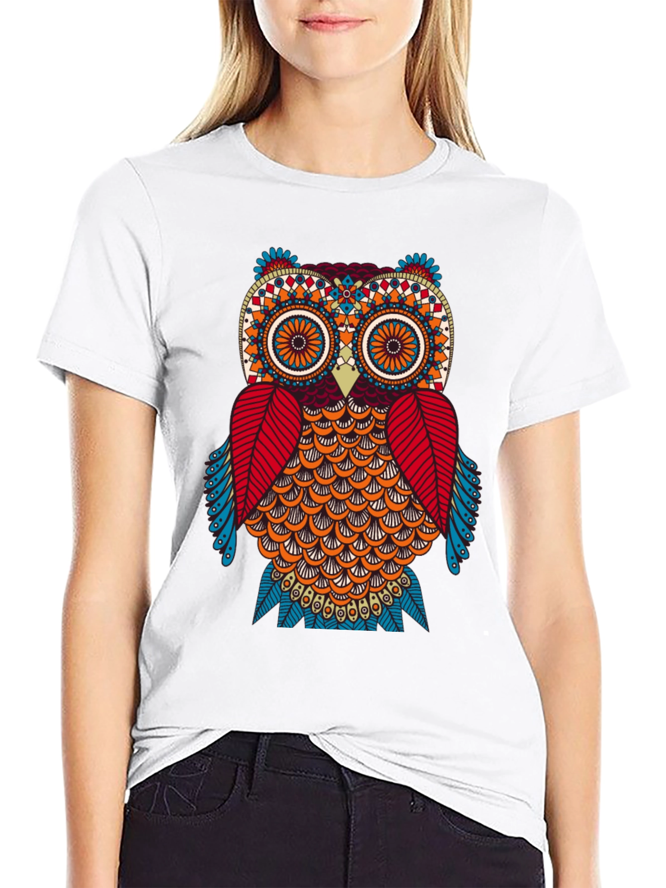 Owl Graphic Print Black T-Shirt