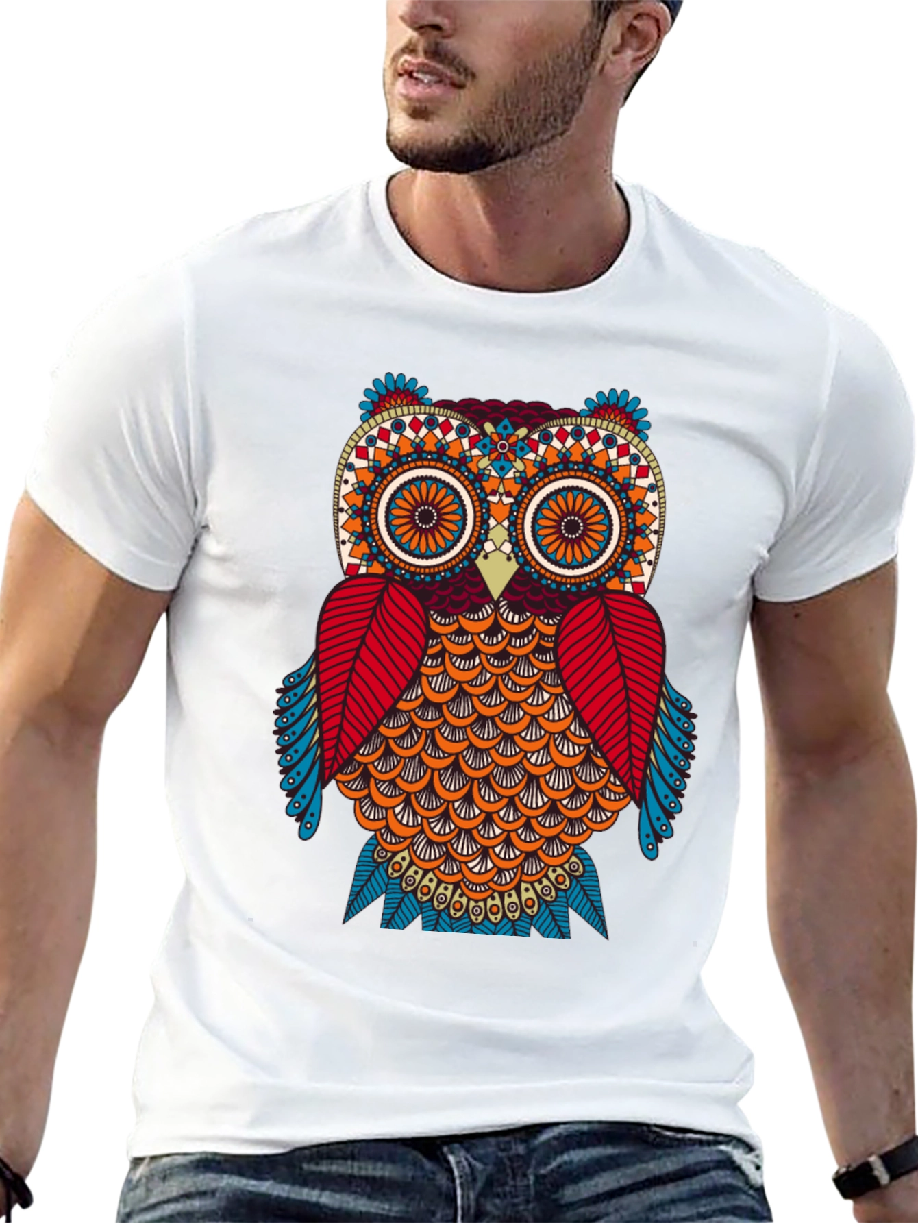 Owl Graphic Print Black T-Shirt