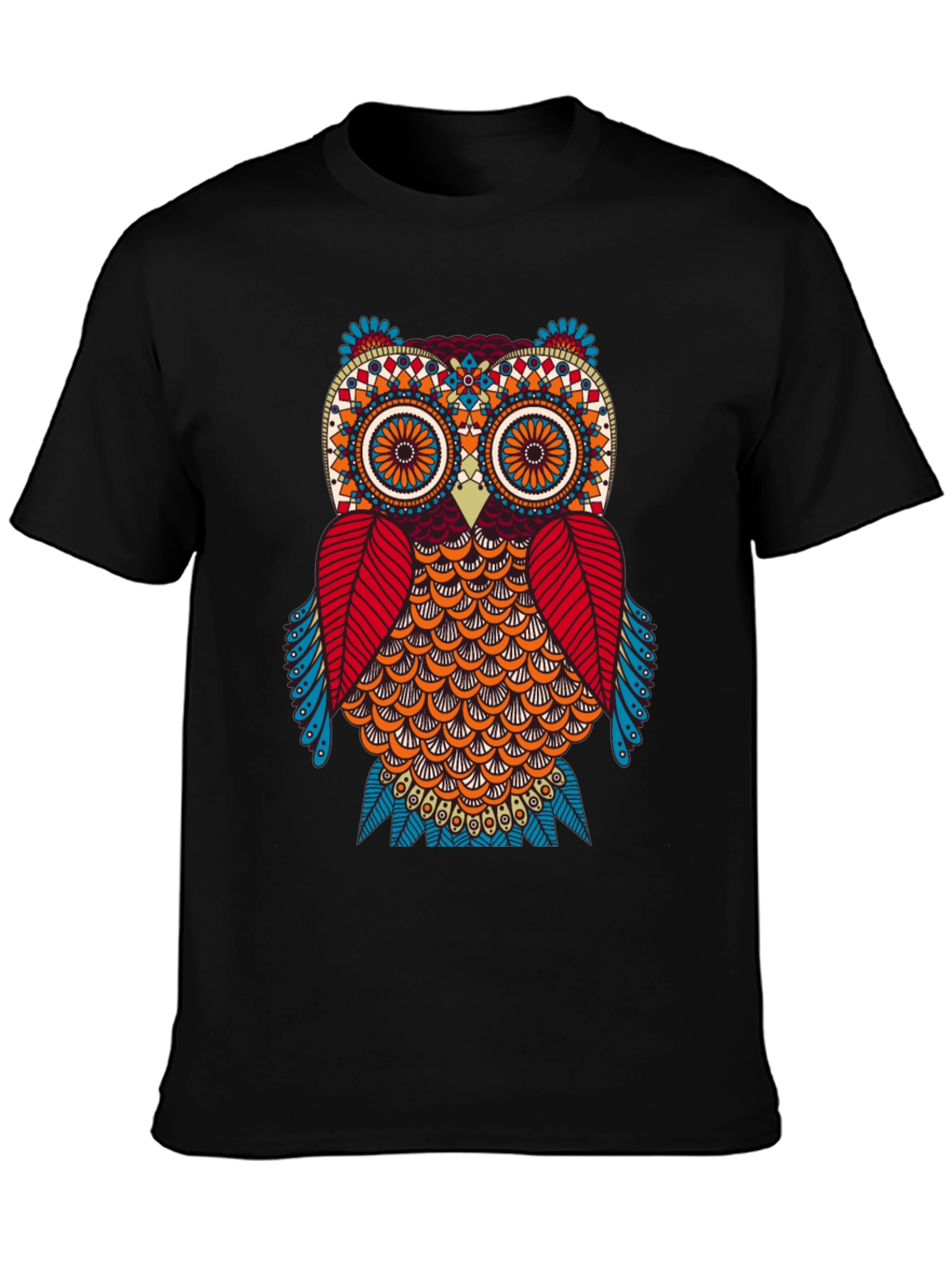 Owl Graphic Print Black T-Shirt