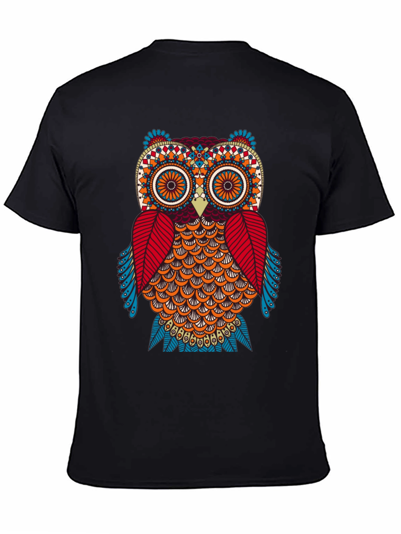 Owl Graphic Print Black T-Shirt