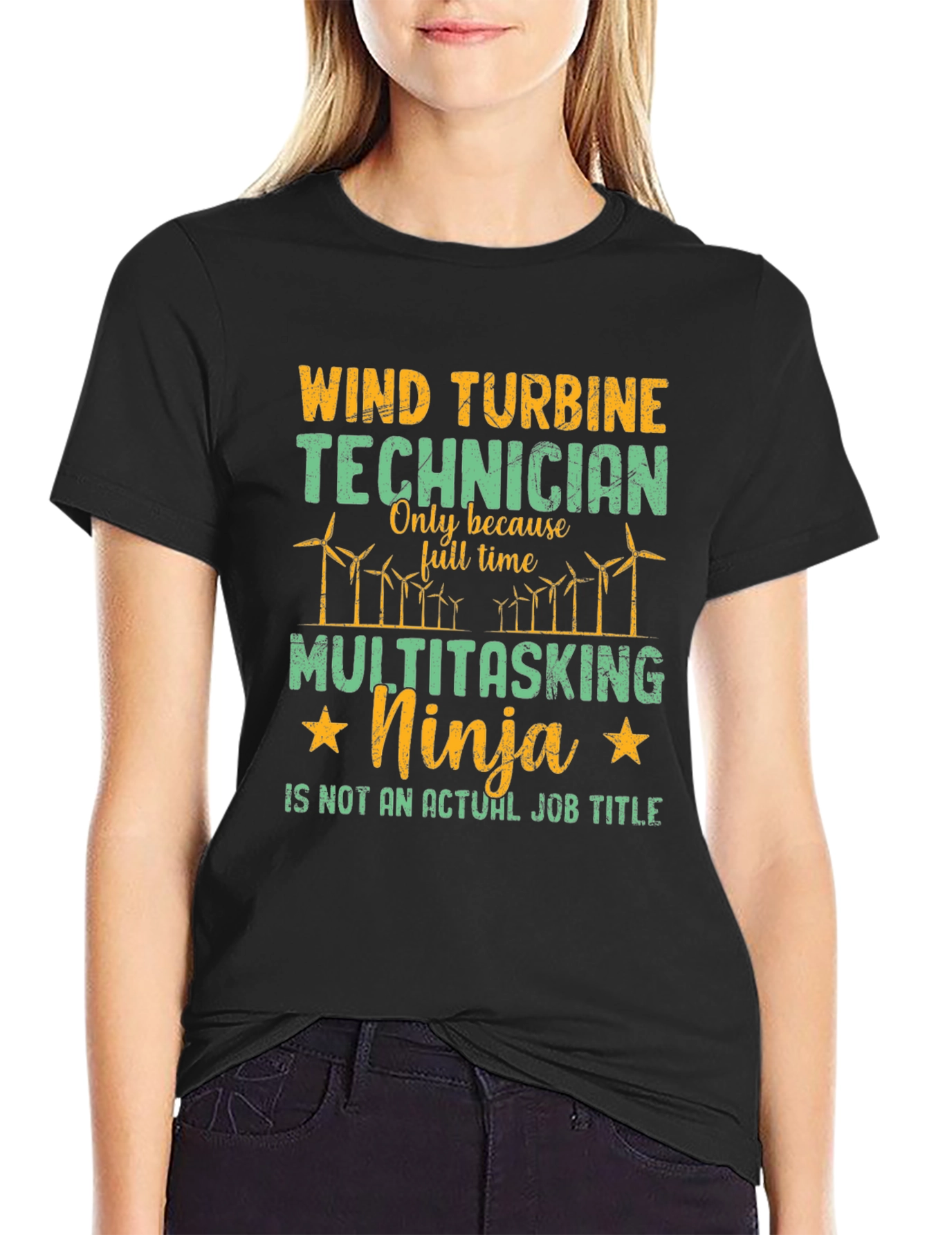 Wind Turbine Technician Multitasking Ninja T-Shirt