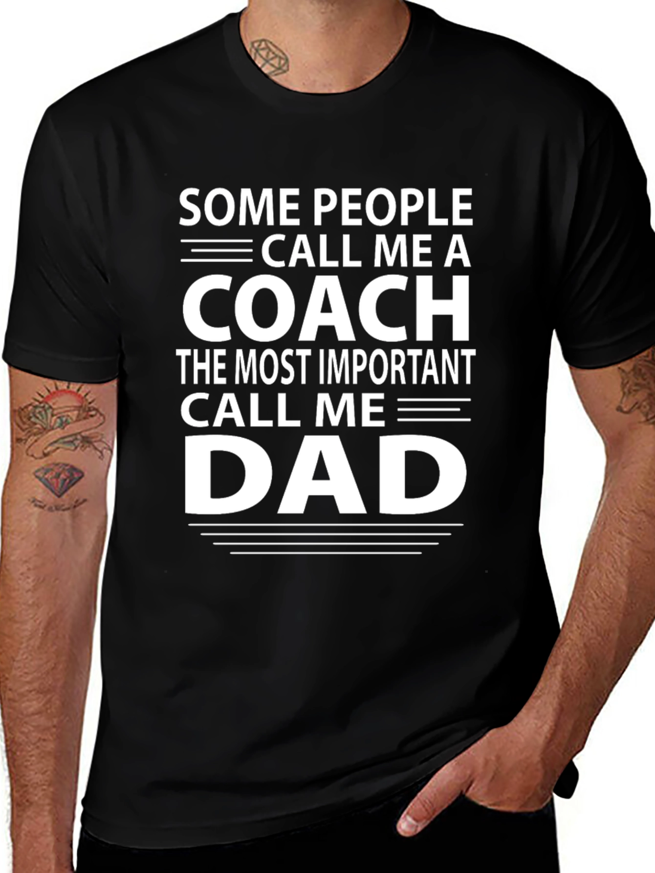 Coach and Dad Graphic T-Shirt - Black Cotton Tee