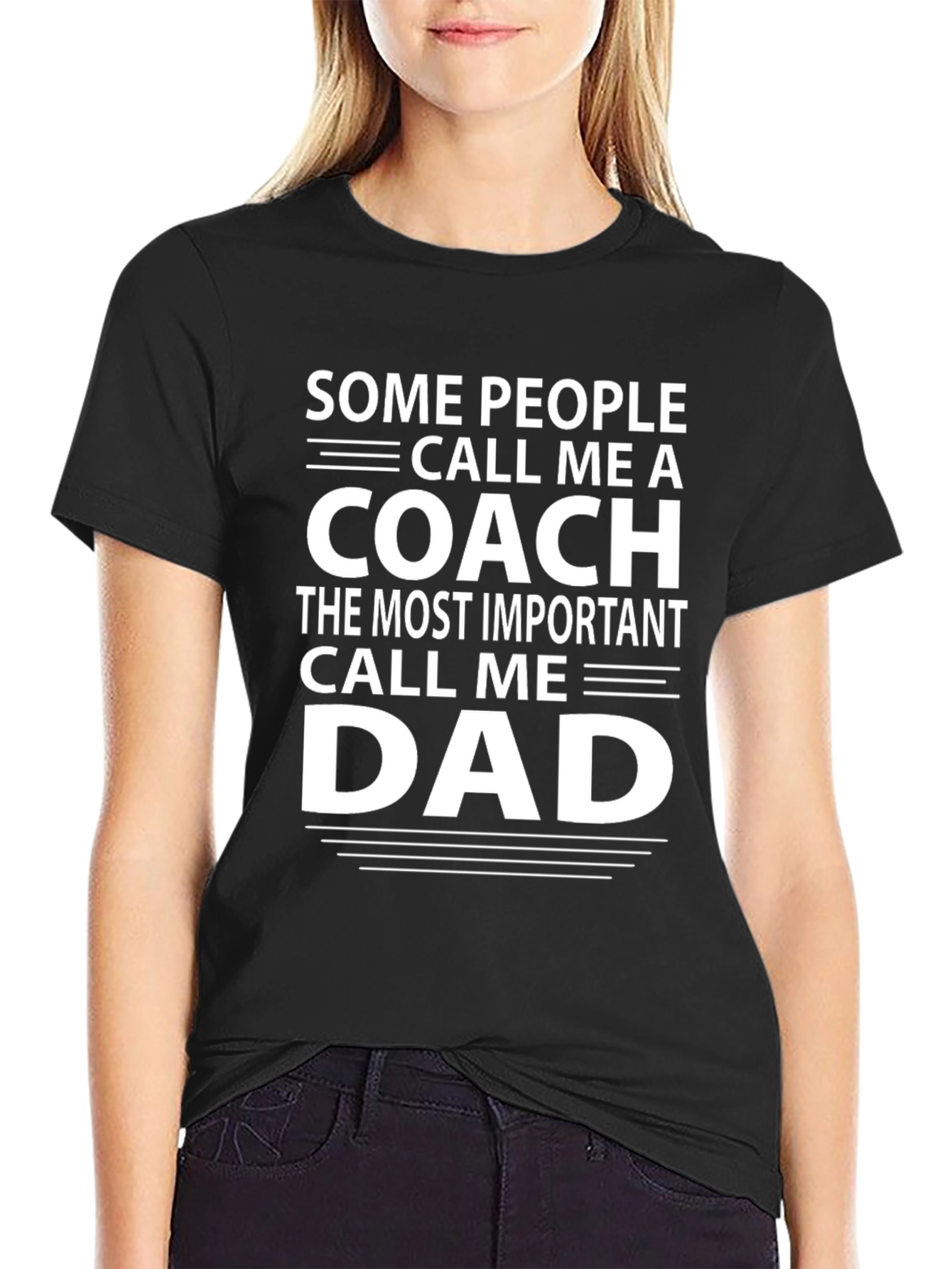 Coach and Dad Graphic T-Shirt - Black Cotton Tee