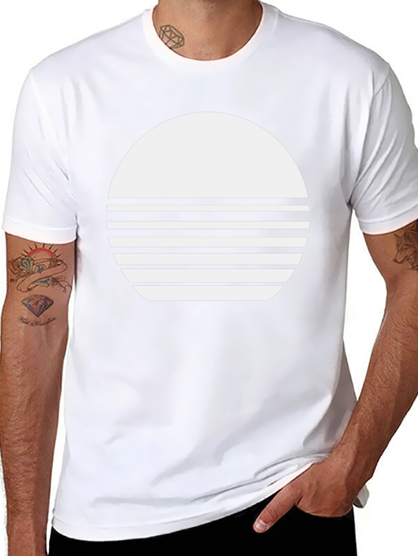 Modern Graphic Tee - Black with White Circle Design