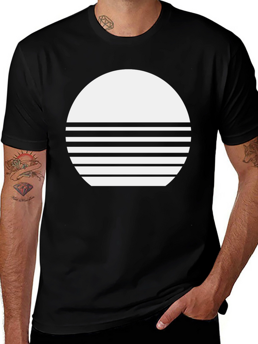 Modern Graphic Tee - Black with White Circle Design