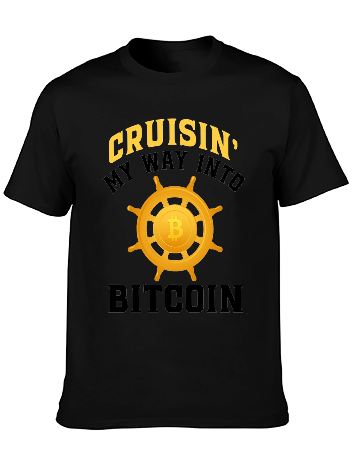Cruisin Into Bitcoin Black Graphic T-Shirt