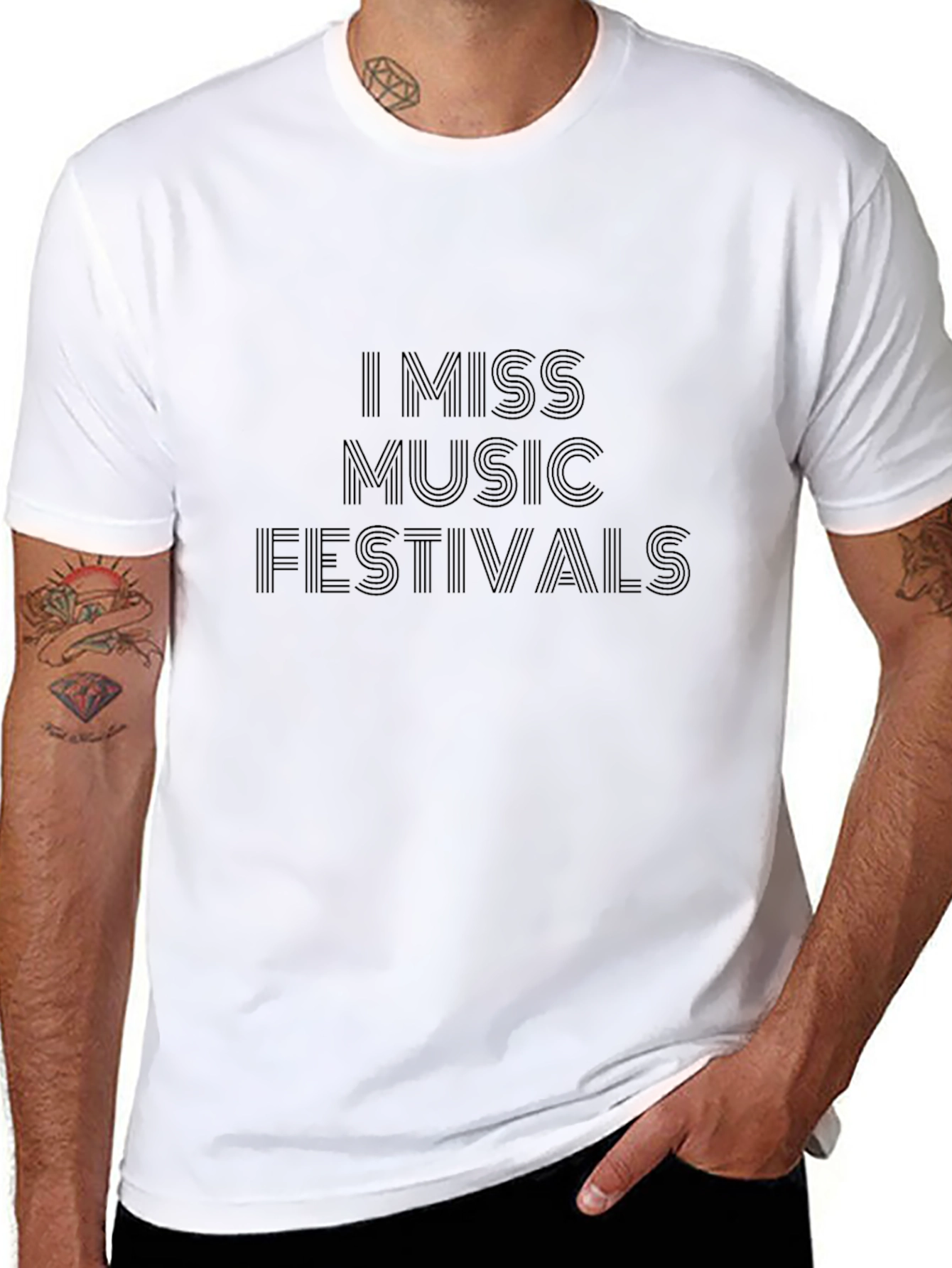 I Miss Music Festivals Black Tee