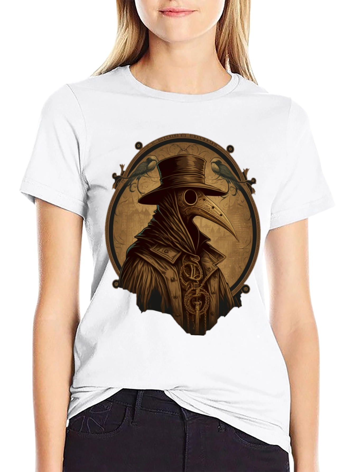 Plague Doctor T-Shirt - Steampunk Bird Mask