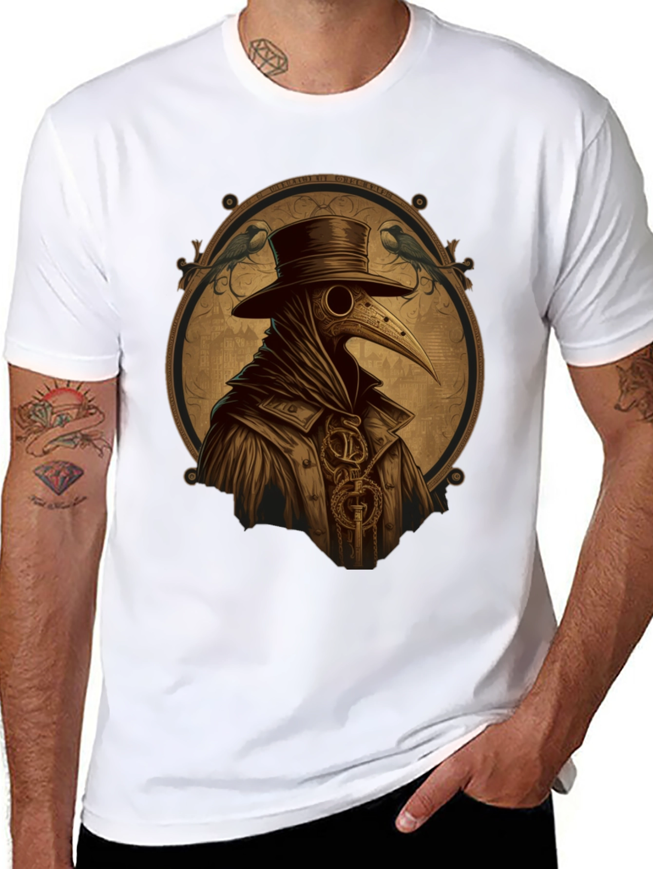 Plague Doctor T-Shirt - Steampunk Bird Mask