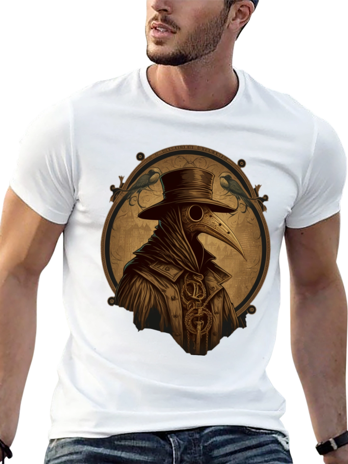 Plague Doctor T-Shirt - Steampunk Bird Mask