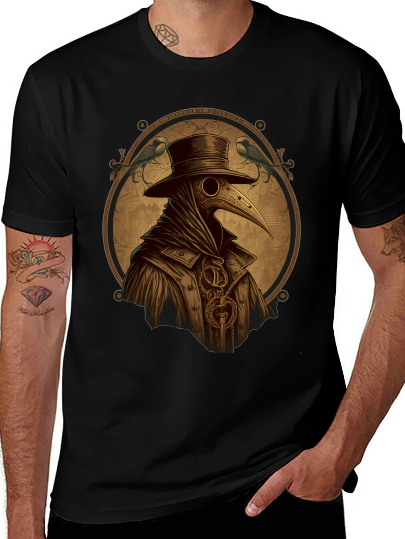 Plague Doctor T-Shirt - Steampunk Bird Mask