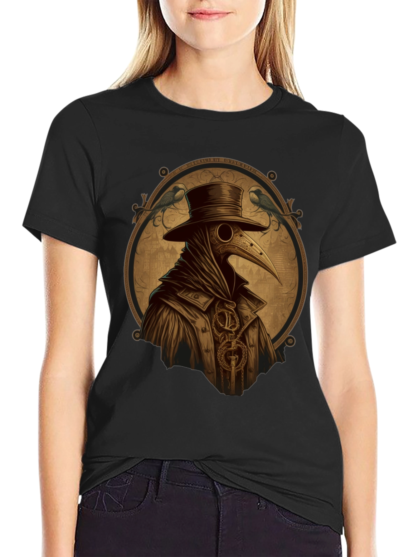 Plague Doctor T-Shirt - Steampunk Bird Mask