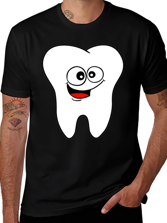 Cartoon Tooth Graphic Black T-Shirt