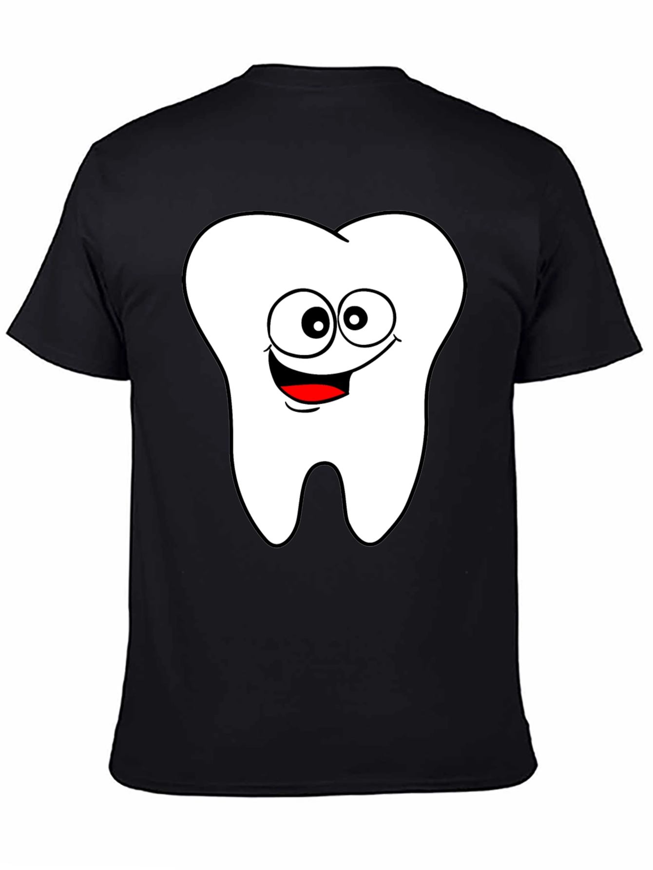 Cartoon Tooth Graphic Black T-Shirt