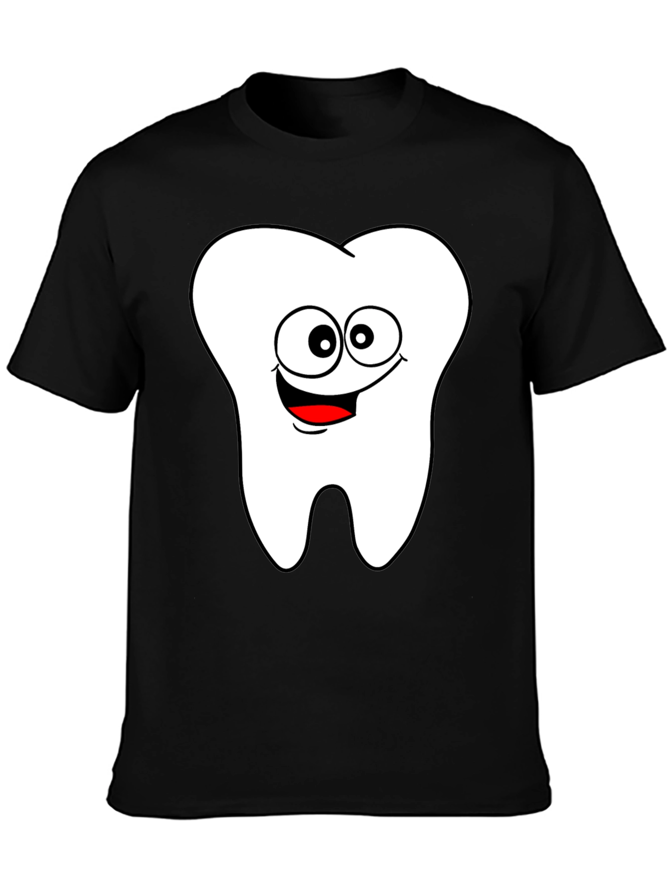 Cartoon Tooth Graphic Black T-Shirt