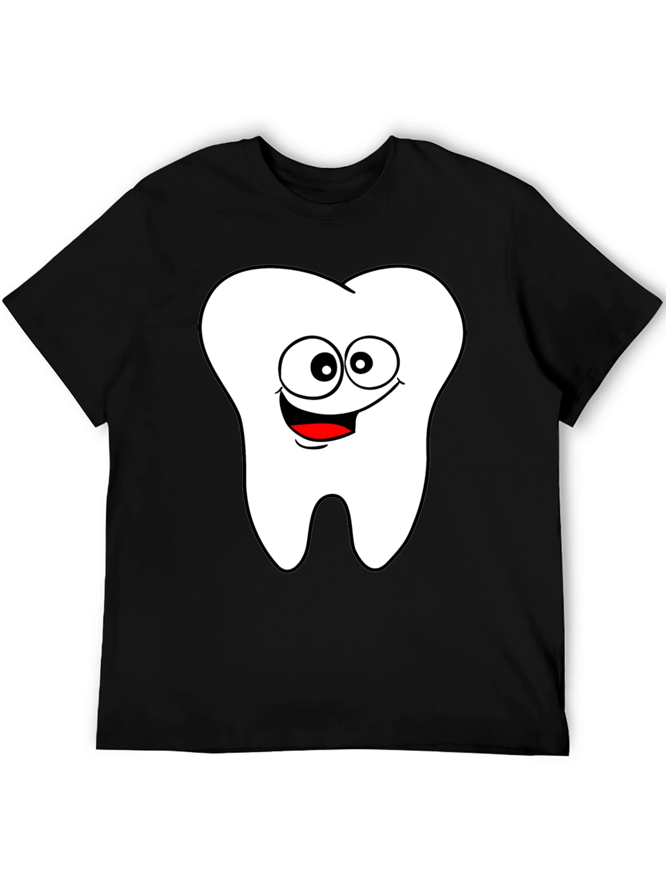 Cartoon Tooth Graphic Black T-Shirt