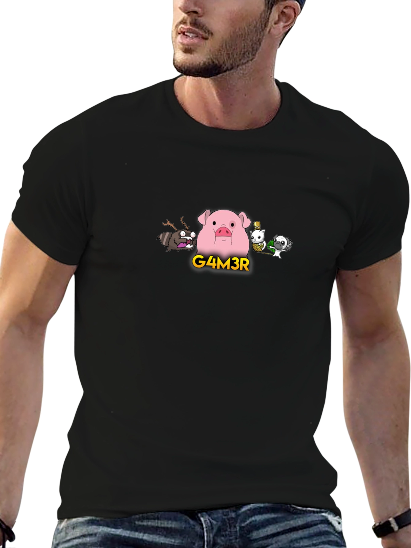 G4M3R Pig Tee - Black Graphic T-Shirt