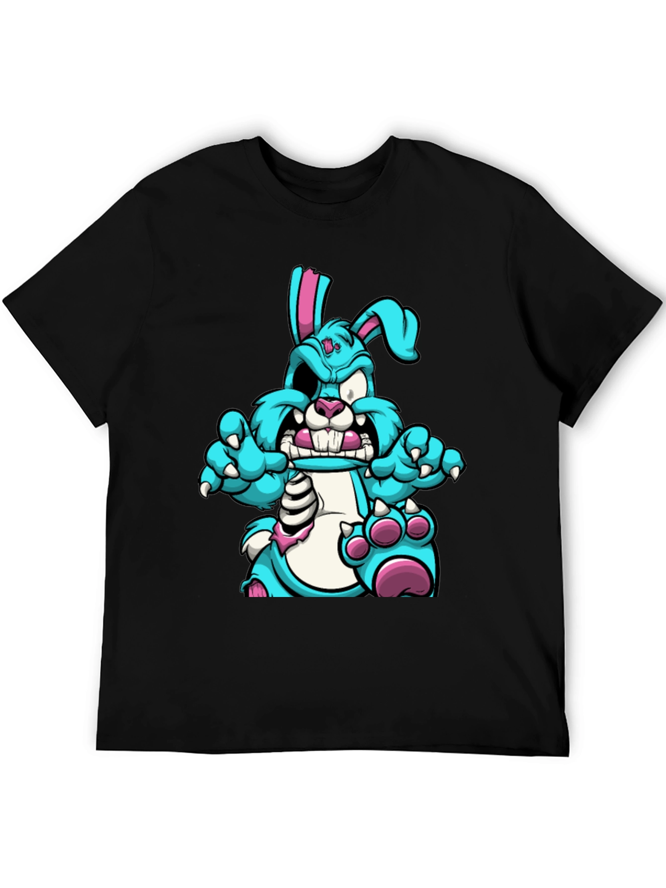 Zombie Bunny Graphic Tee - Black Cotton T-Shirt