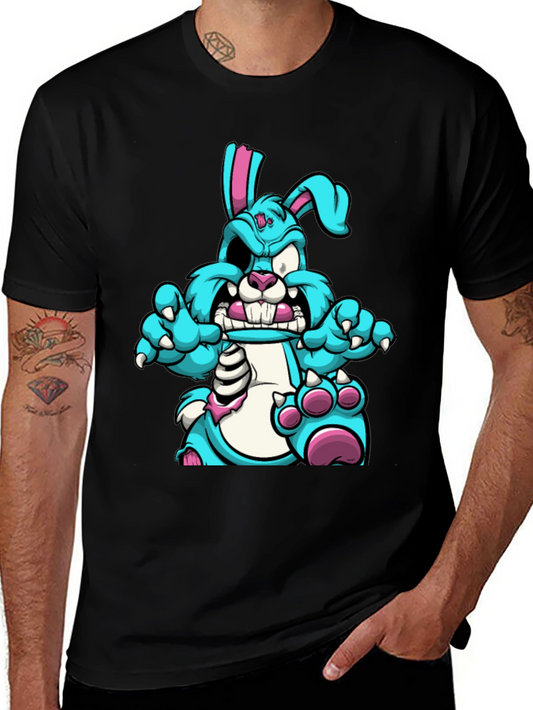 Zombie Bunny Graphic Tee - Black Cotton T-Shirt