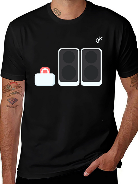 DJ Speaker Stack Graphic Tee - Black Cotton T-Shirt